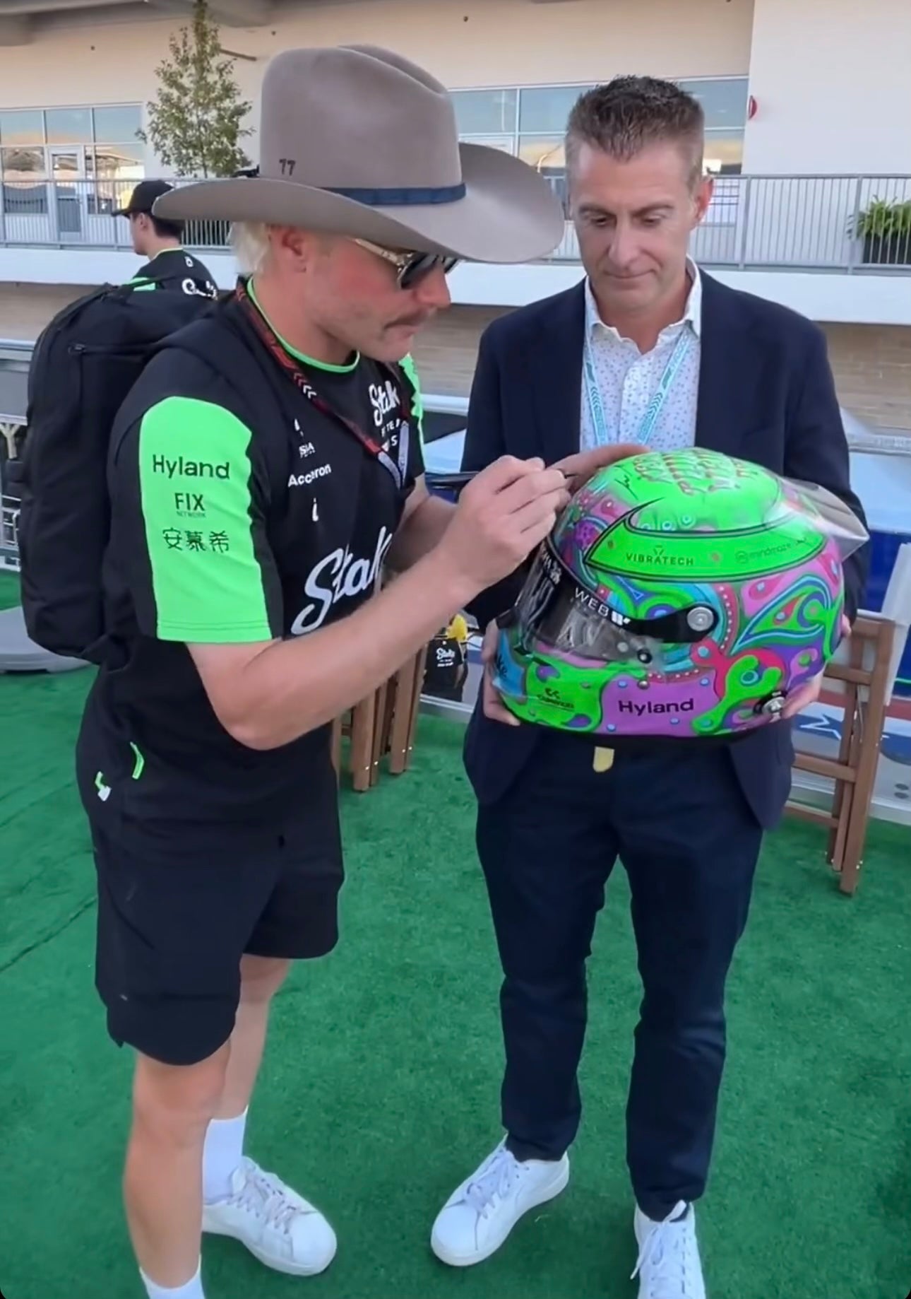 2024 Valtteri Bottas Signed US GP Race Used Kick Sauber F1 Helmet