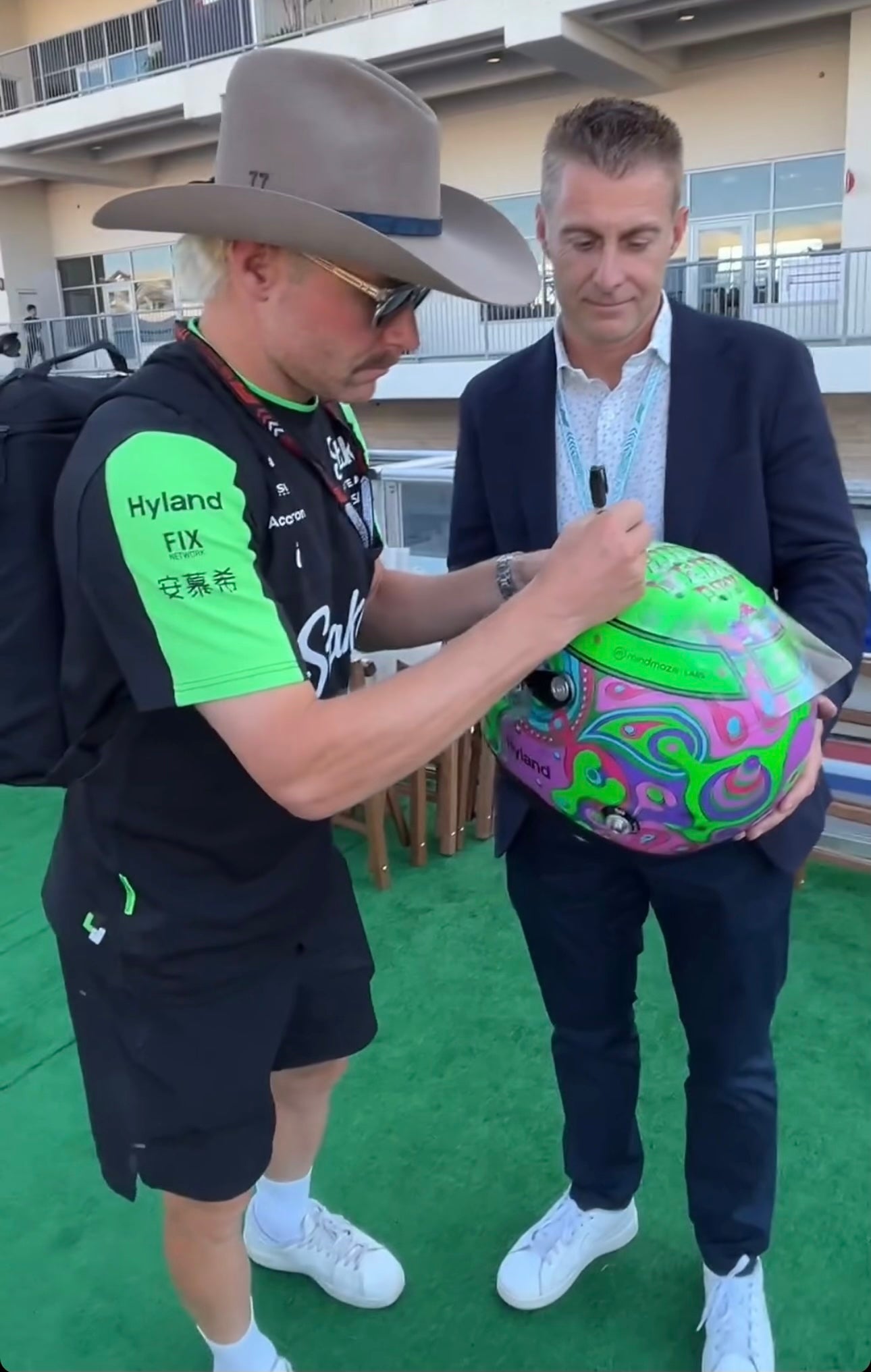 2024 Valtteri Bottas Signed US GP Race Used Kick Sauber F1 Helmet