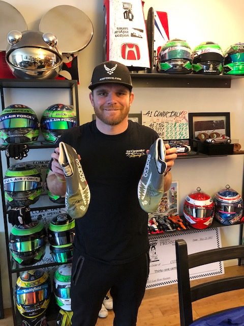 2020 Conor Daly Signed Race Used Indy 500 Ed Carpenter Racing IndyCar Boots