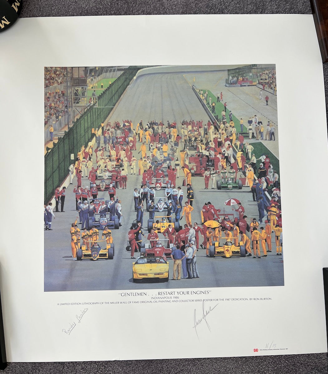 1986 Bobby Rahal & Randy Lanier Signed Indy 500 Ron Burton 1 of 15 Limited Edition Print