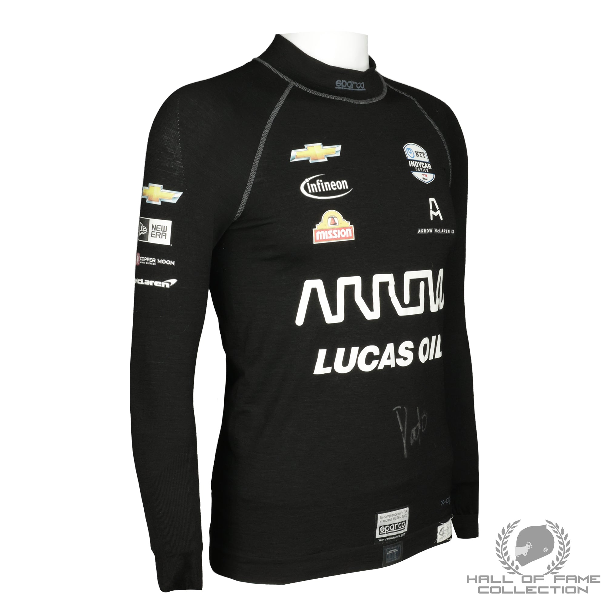 2020 Pato O'Ward Signed Mid-Ohio Race Used Arrow McLaren IndyCar Nomex