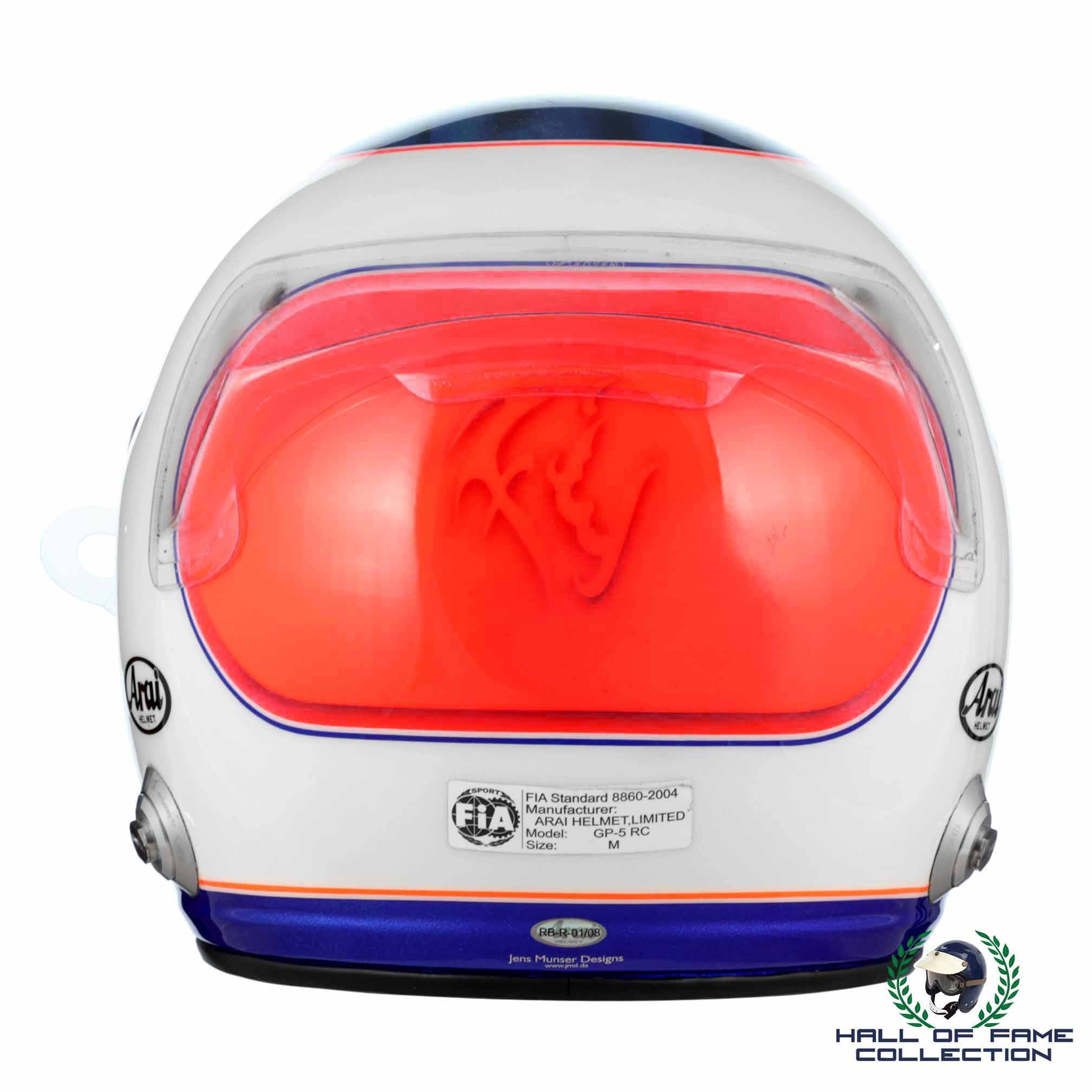 2008 Rubens Barrichello European GP Used Arai Honda F1 Helmet