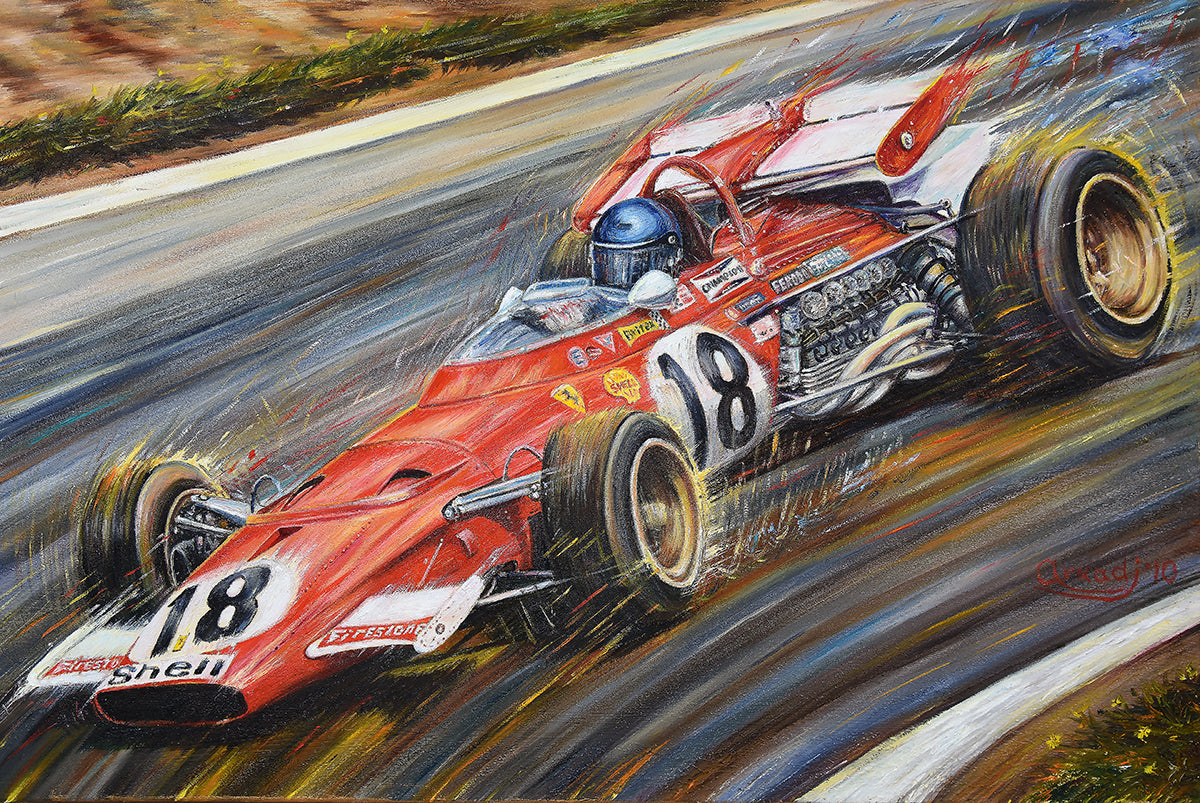 1970 Jacky Ickx Canadian Grand Prix Win Ferrari F1 Arkadi Original Artwork