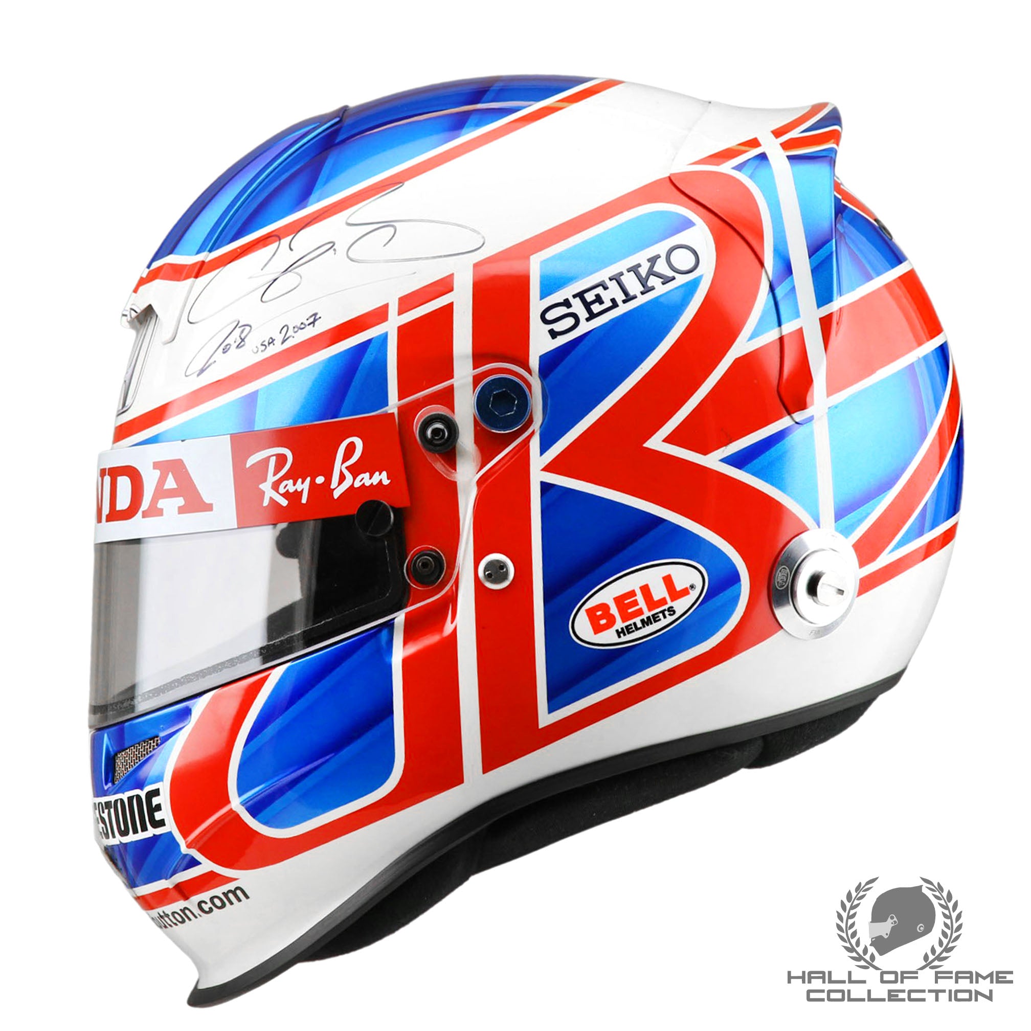 2007 Jenson Button Signed Race Used US Grand Prix Honda F1 Helmet