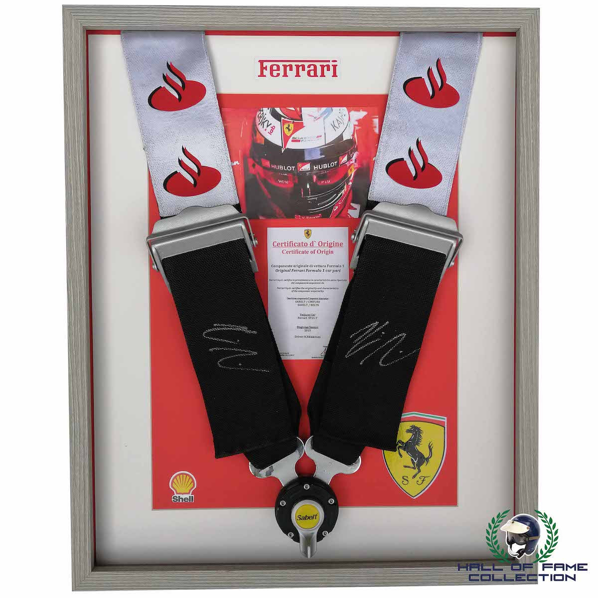 2015 Kimi Raikkonen Signed Race Used Scuderia Ferrari SF15-T F1 Seatbelts