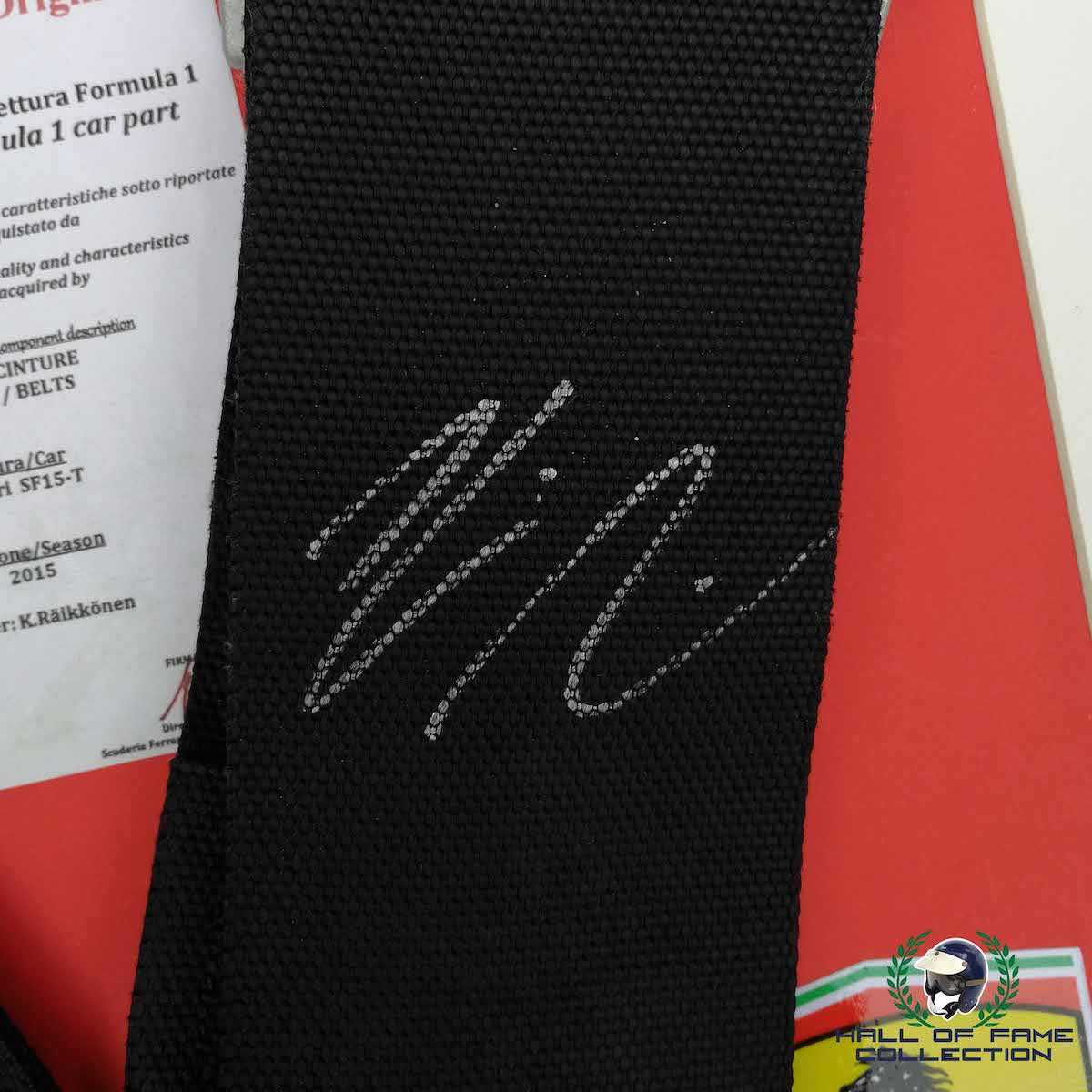 2015 Kimi Raikkonen Signed Race Used Scuderia Ferrari SF15-T F1 Seatbelts