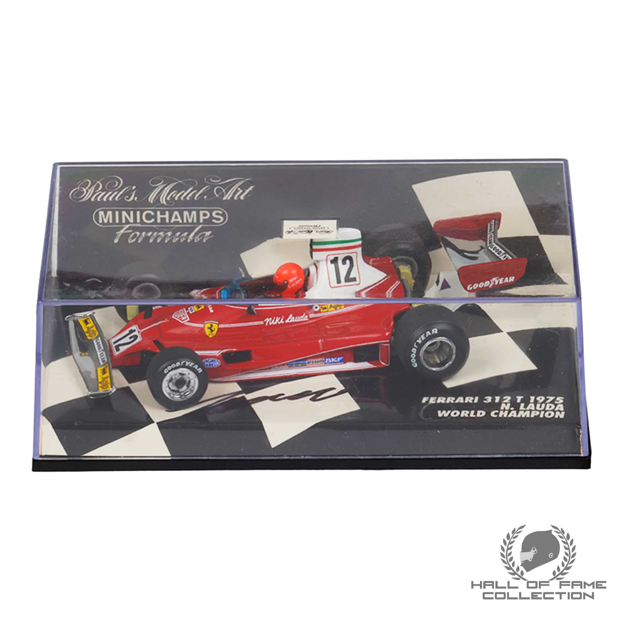 1975 Niki Lauda Signed 1st World Championship Ferrari 312T Minichamps 1:43 F1 Model