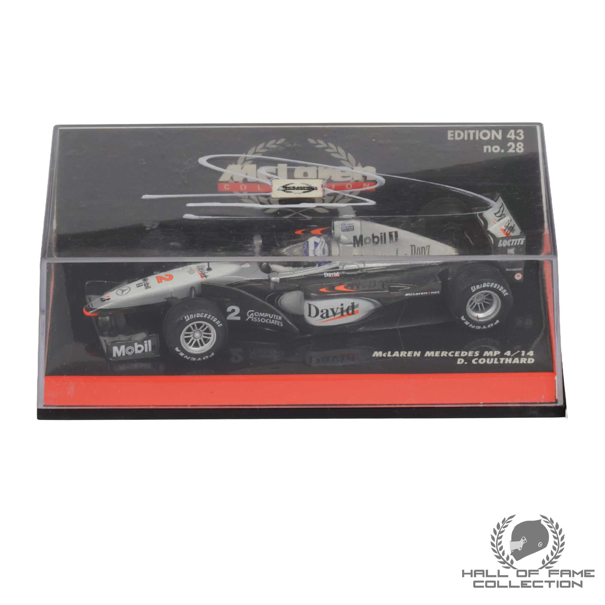 1999 David Coulthard Signed Mclaren Mercedes MP4/14 Minichamps 1:43 F1 Model