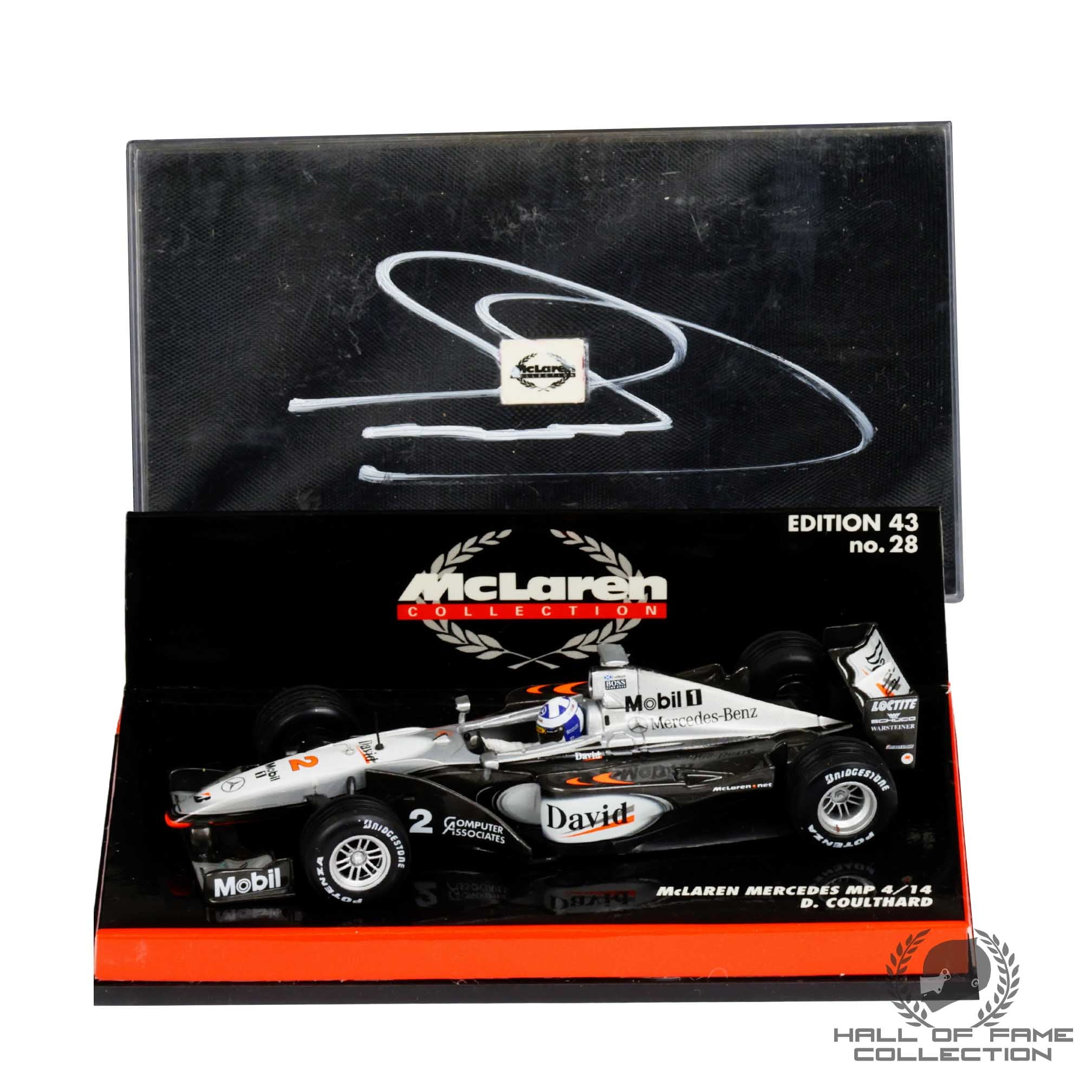 1999 David Coulthard Signed Mclaren Mercedes MP4/14 Minichamps 1:43 F1 Model
