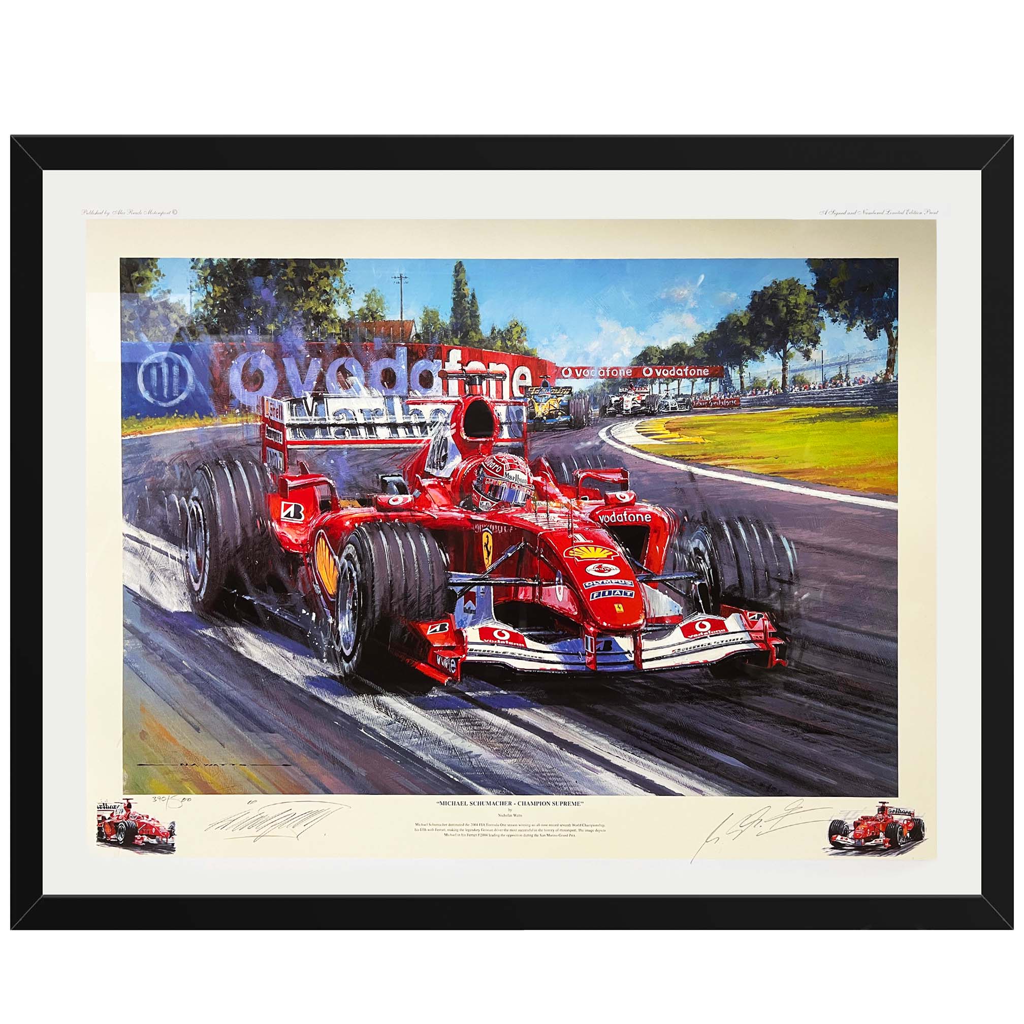 2004 Michael Schumacher Signed "Champion Supreme" Nicolas Watts F1 Framed Print