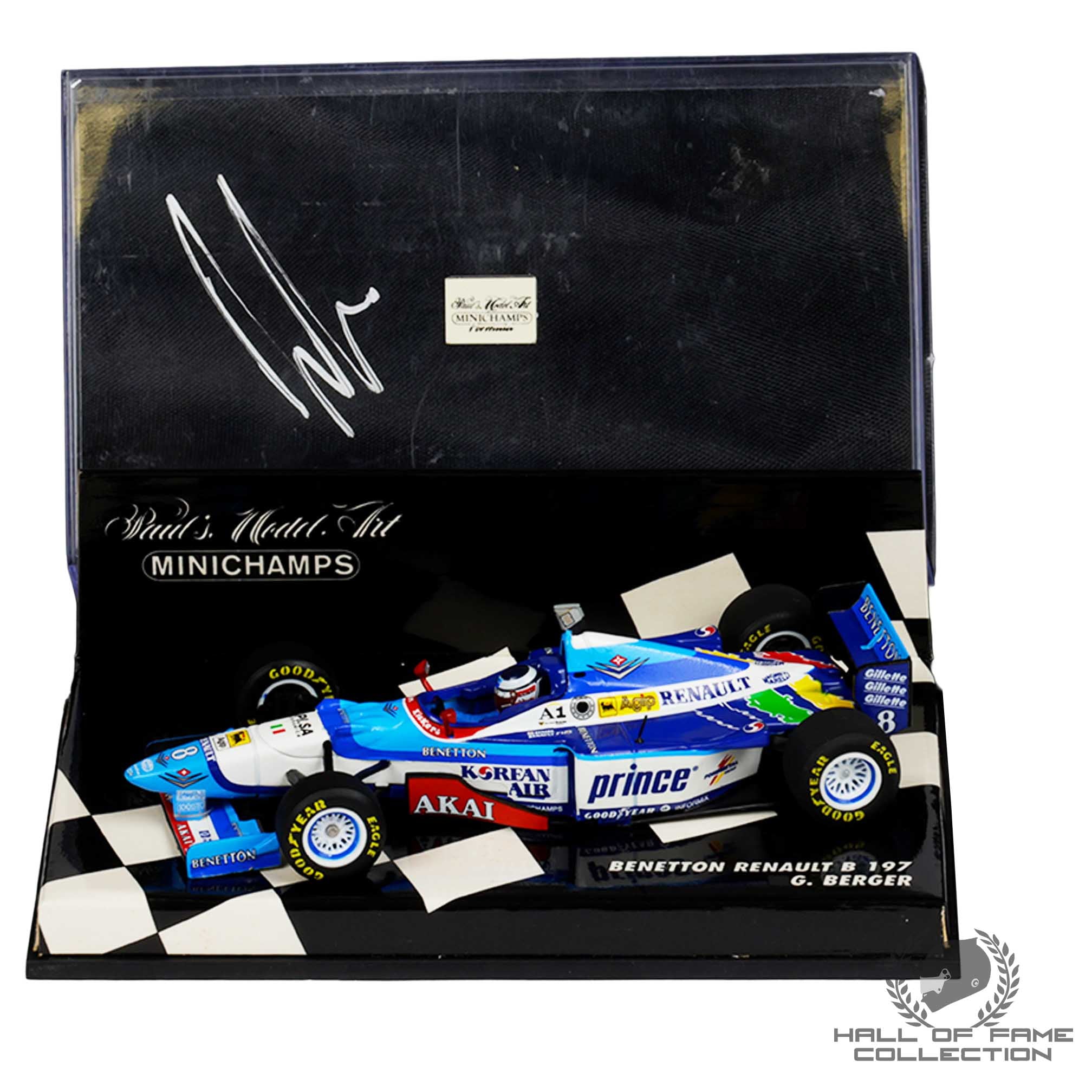 1997 Gerhard Berger Signed Benetton Renault B197 Minichamps 1:43 F1 Model