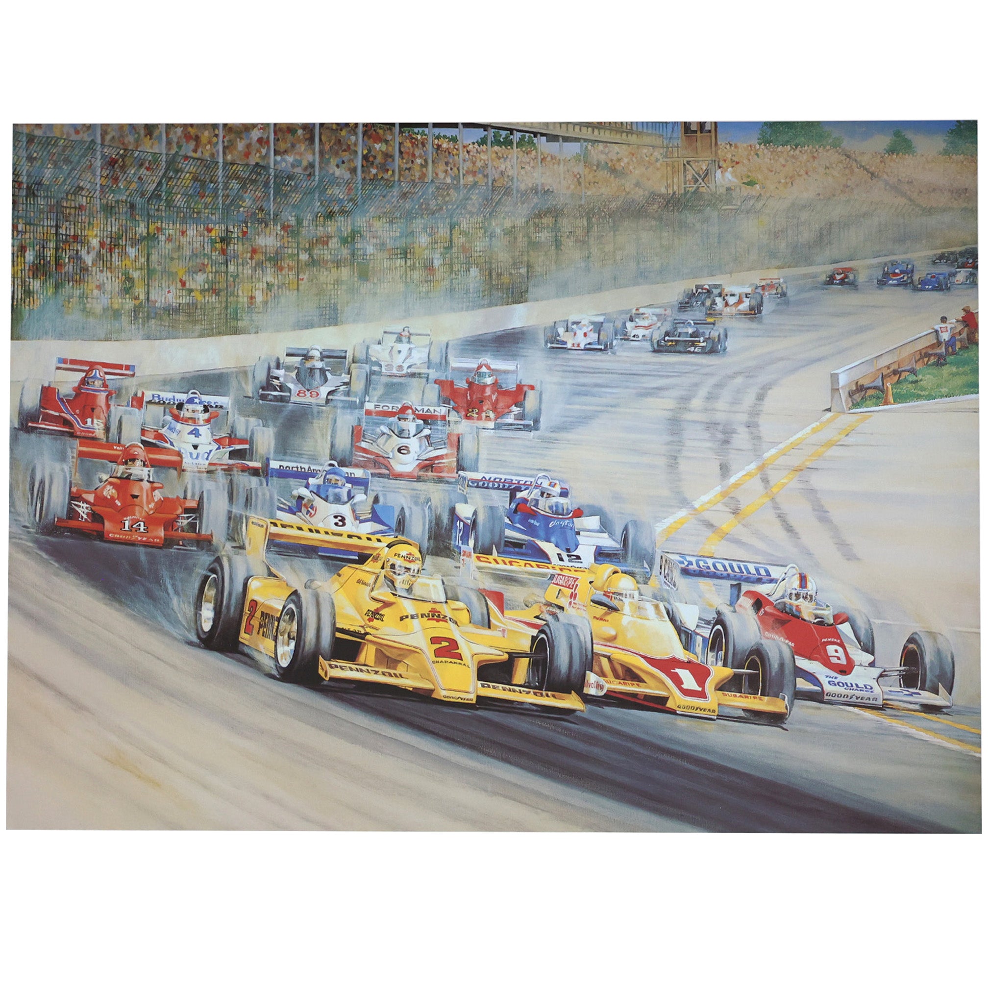 1979 Mears / Sneva / Unser Indy 500 Turn One Ron Burton 30 x 24 Print