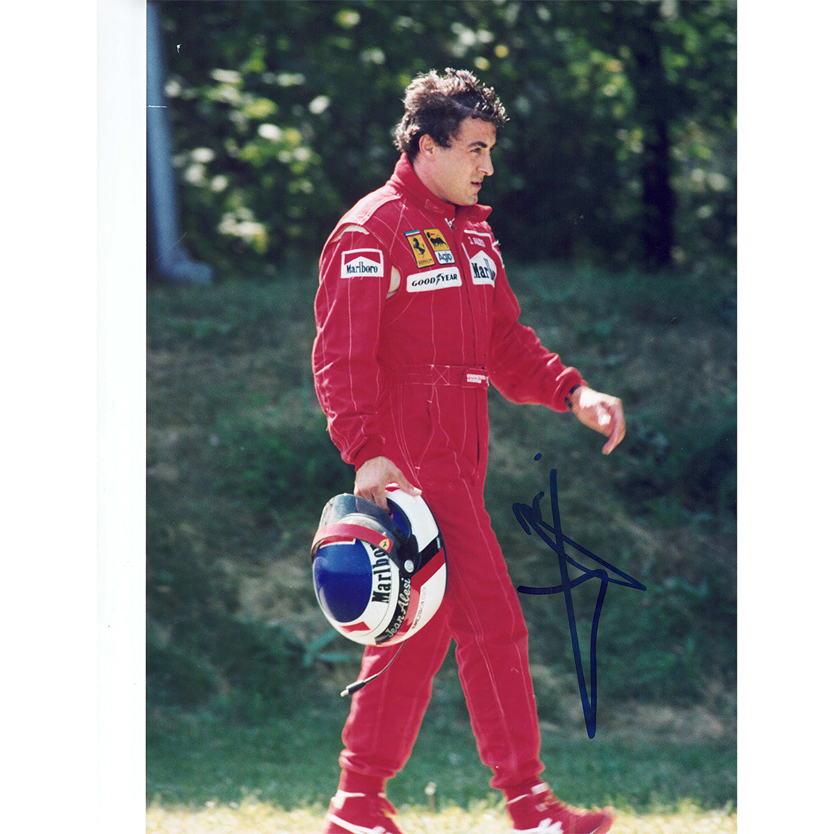 1995 Jean Alesi Signed Scuderia Ferrari 8 x 11 F1 Photograph