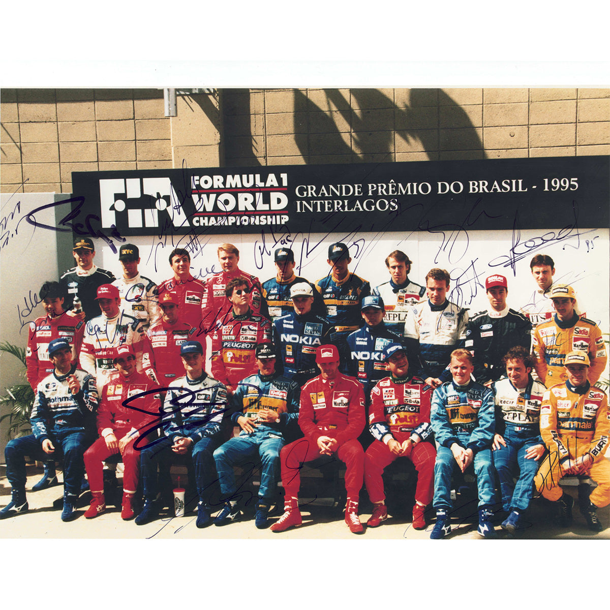 1995 Formula 1 Multi Signed Season Start Grid 8 x 11 Photograph