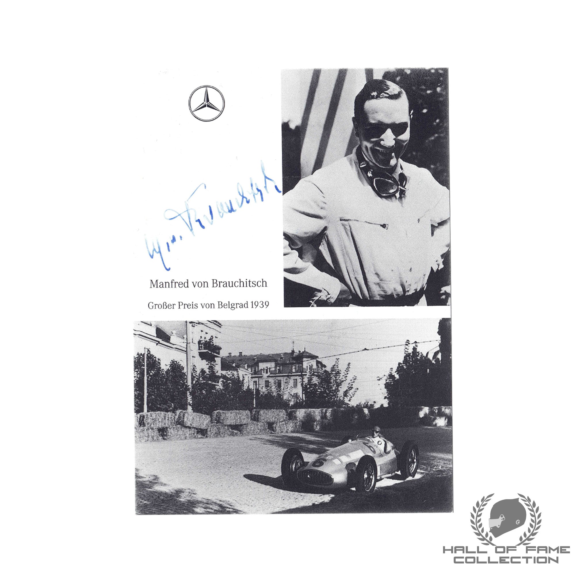 1939 Manfred von Brauchitsch Signed Mercedes 'Silver Arrows' 4 x 6 Card