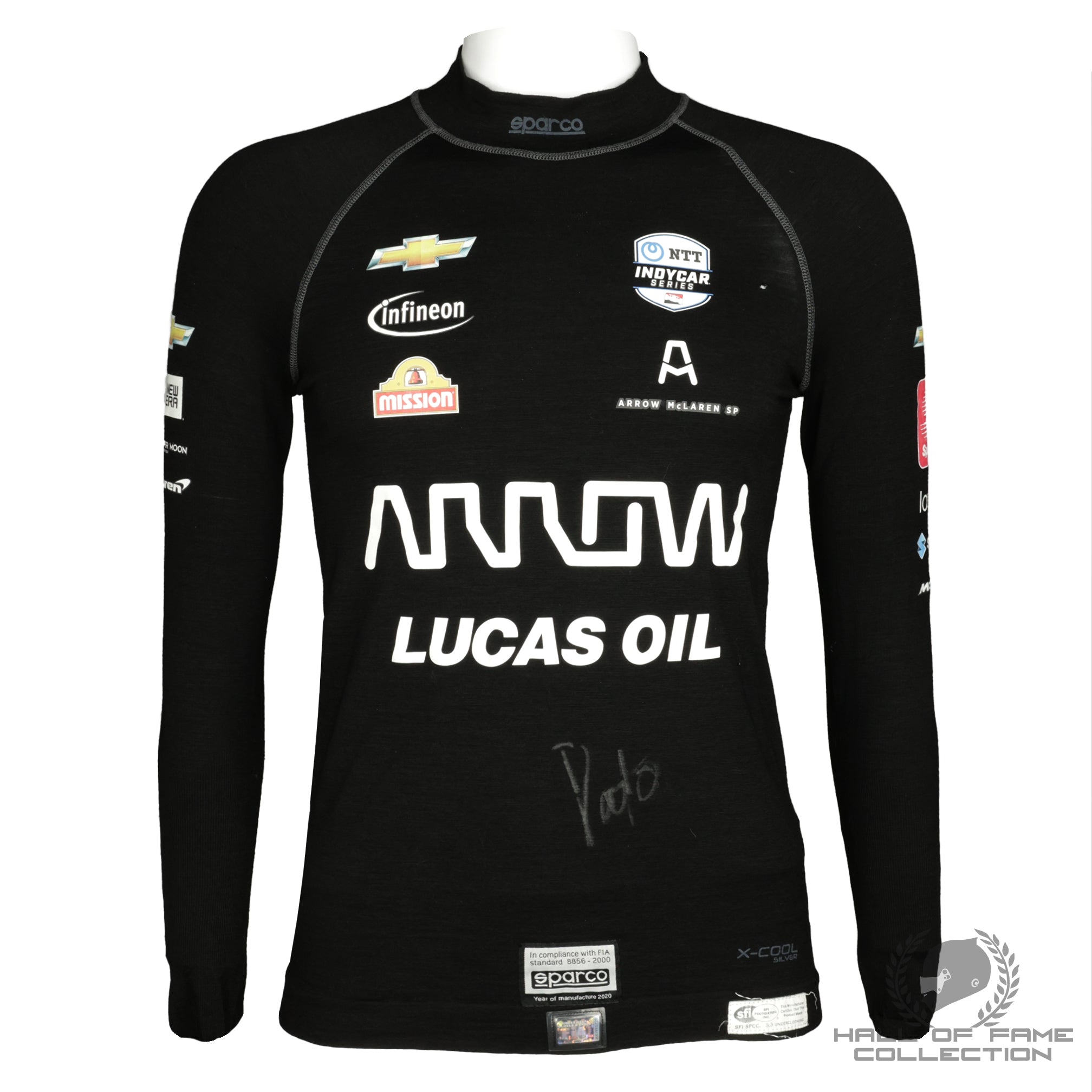 2020 Pato O'Ward Signed Mid-Ohio Race Used Arrow McLaren IndyCar Nomex