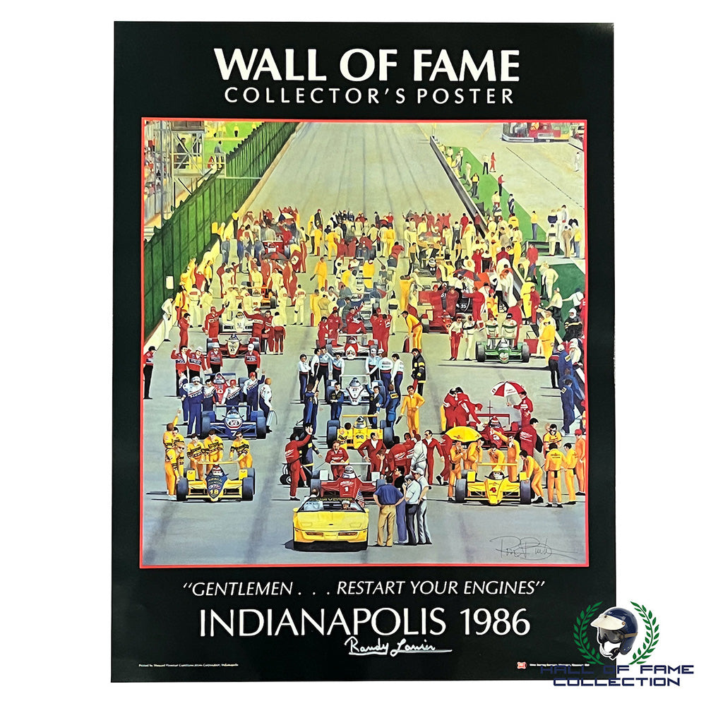 1986 Randy Lanier Signed Indianapolis 500 Rookie of the Year 1 of 10 Wall of Fame Collectors Poster