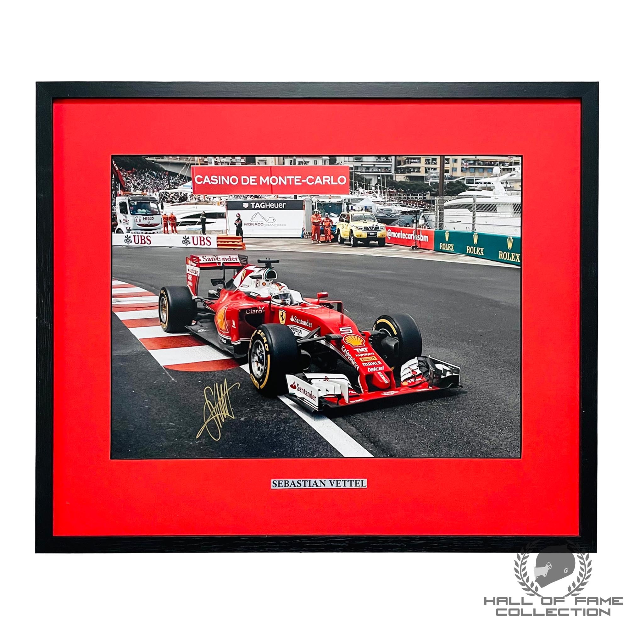 Sebastian Vettel Signed Monaco Framed Scuderia Ferrari F1 Photo
