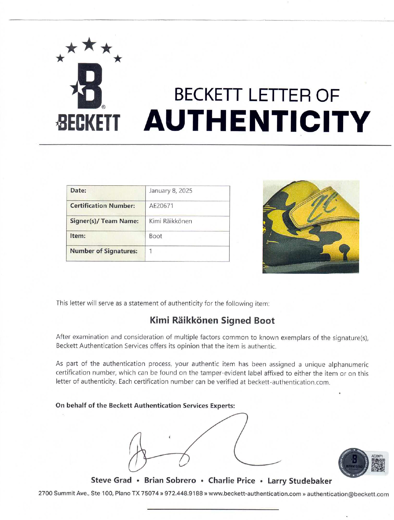 2006 Kimi Raikkonen Signed McLaren Johnnie Walker 100th Career Grand Prix Commemorative F1 Boots - Beckett LOA