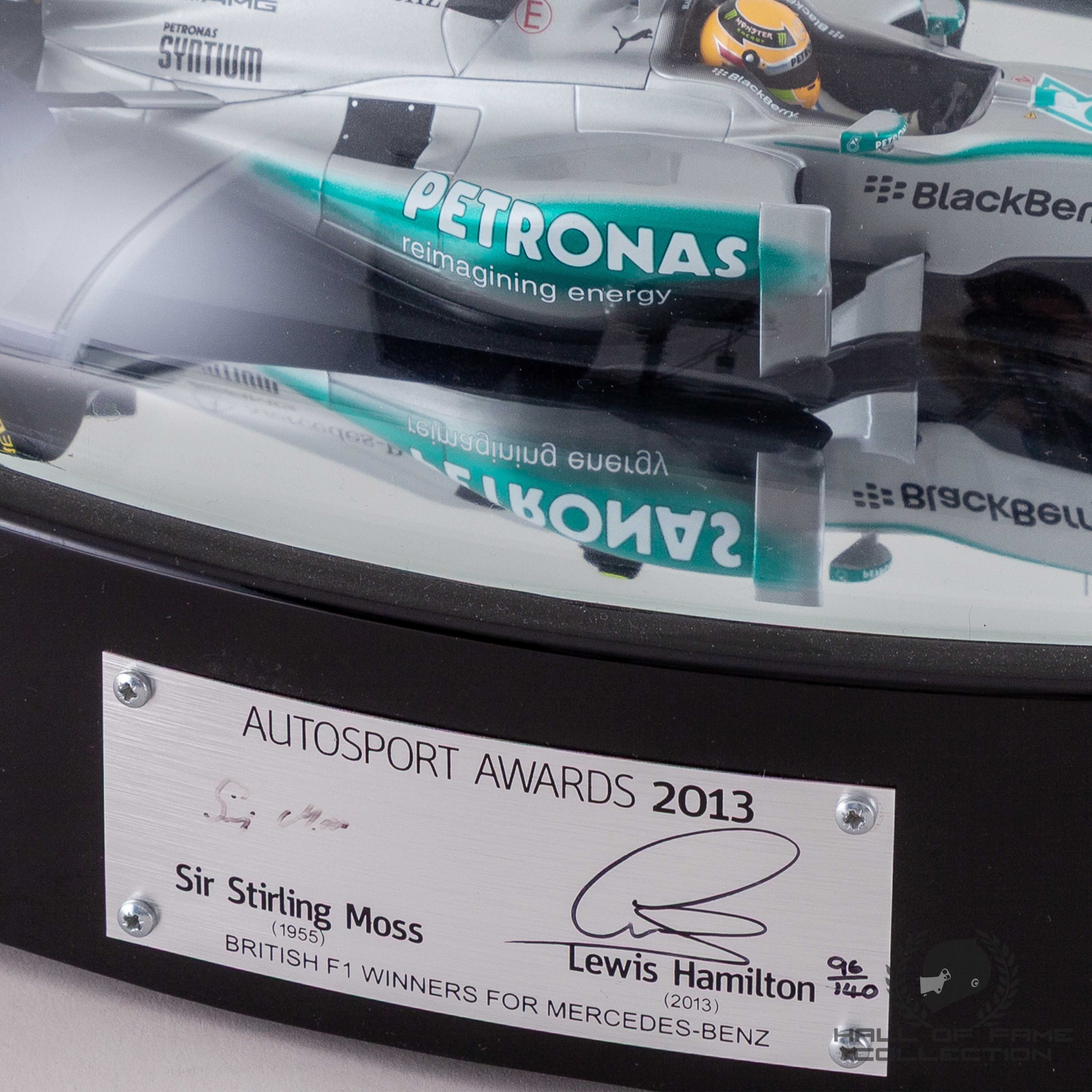 2013 Stirling Moss & Lewis Hamilton Signed Autosport Awards Limited Edition Model