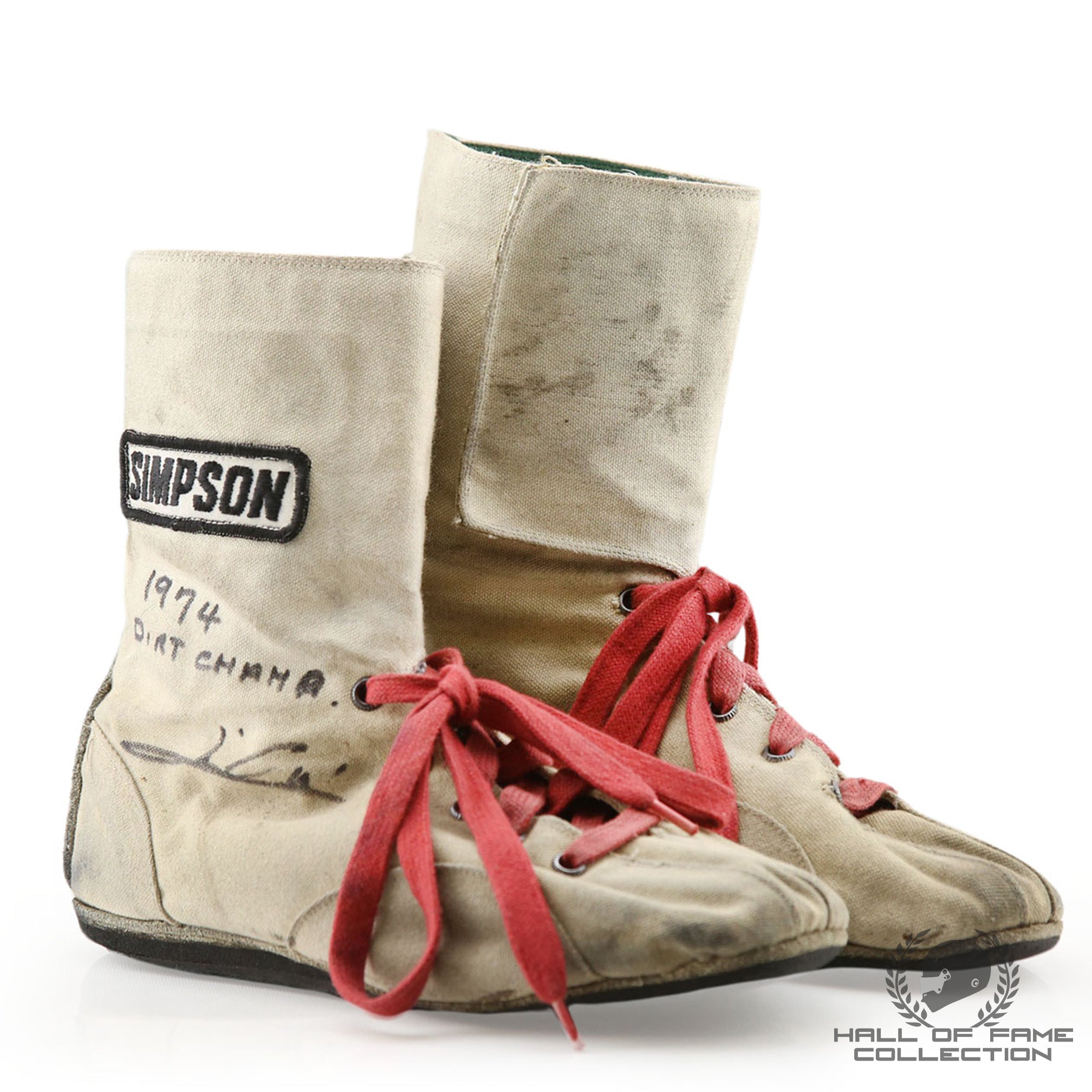 1974 Mario Andretti Signed Race Used USAC Dirt Championship Boots