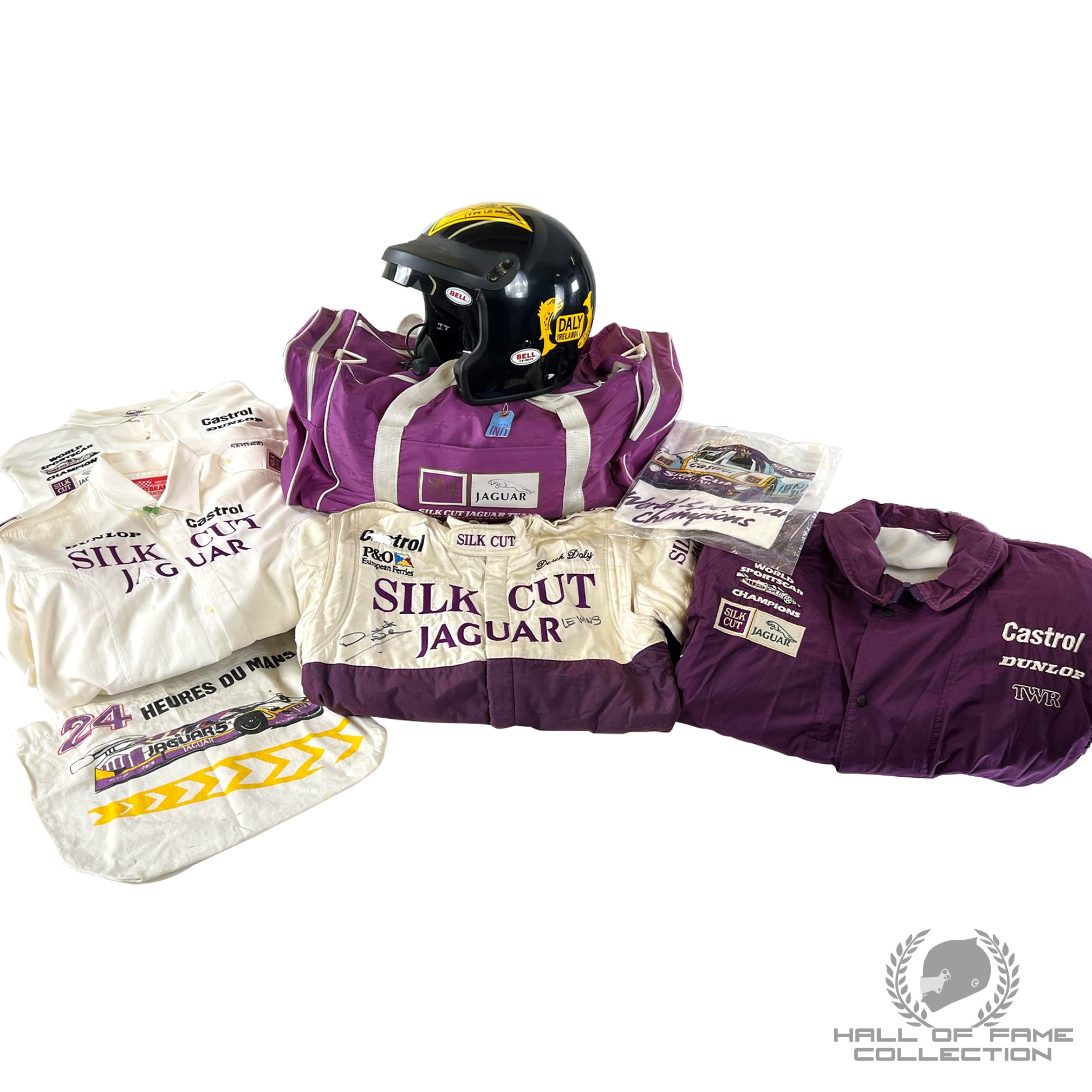 1988 Derek Daly Signed 24 Hrs of Le Mans Race Used Silk Cut Jaguar Sportscar Suit, Helmet + More