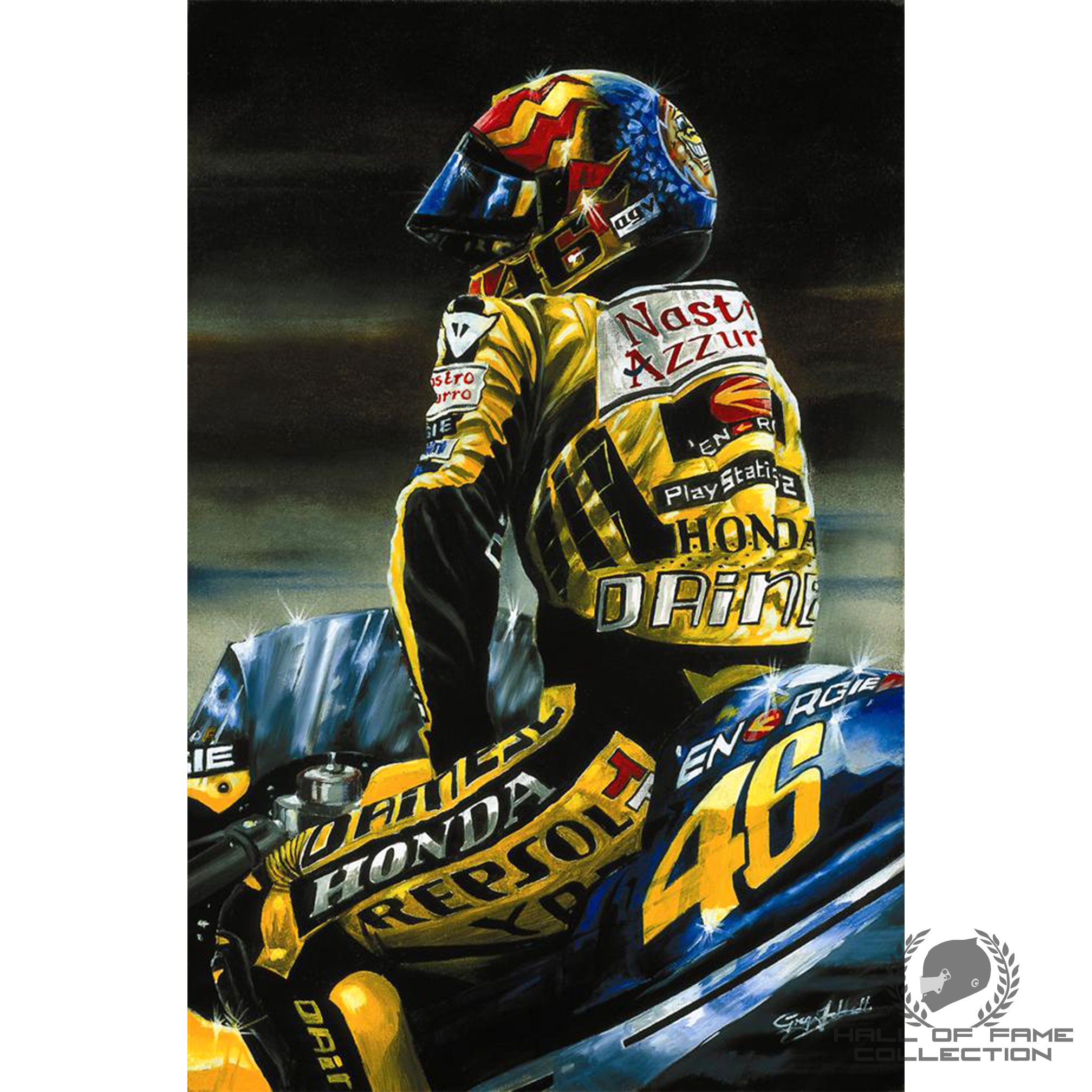 2001 Valentino Rossi Signed 'The Doctor' MotoGP Framed Print