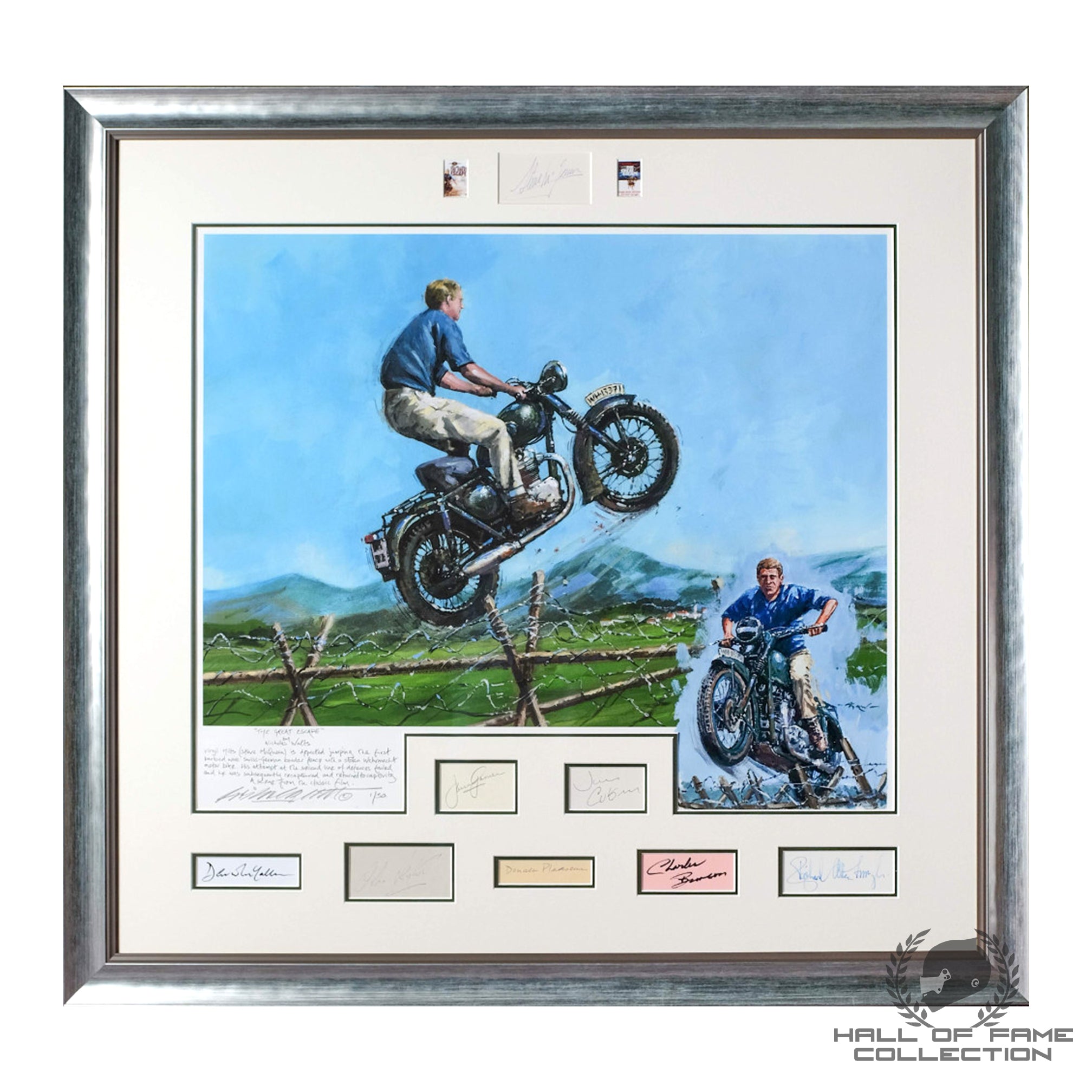 Steve McQueen, James Garner, Charles Broson, David Attenborough & More Signed The Great Escape Franed Print
