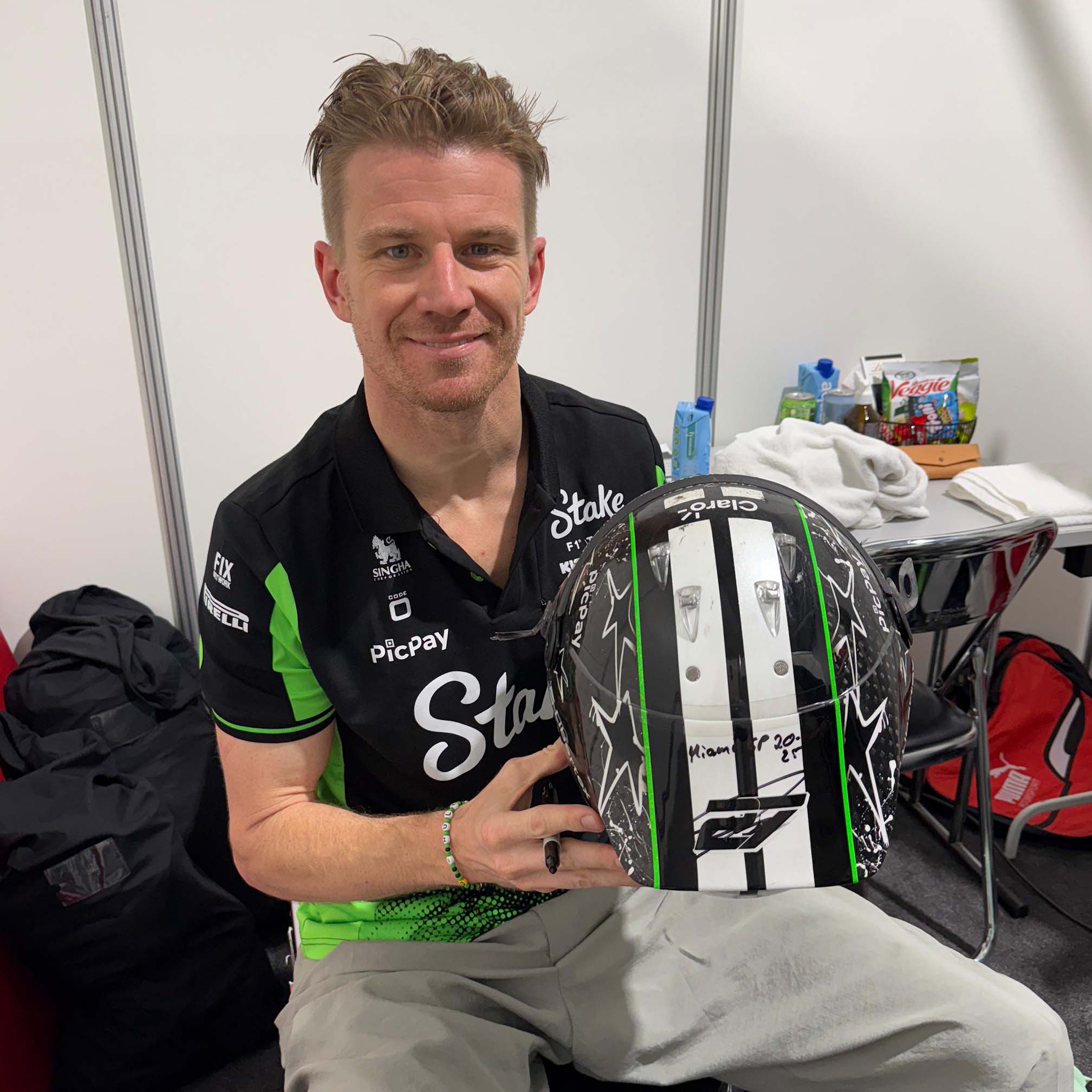 2025 Nico Hülkenberg Signed Used Stake TeamKick Sauber F1 Helmet