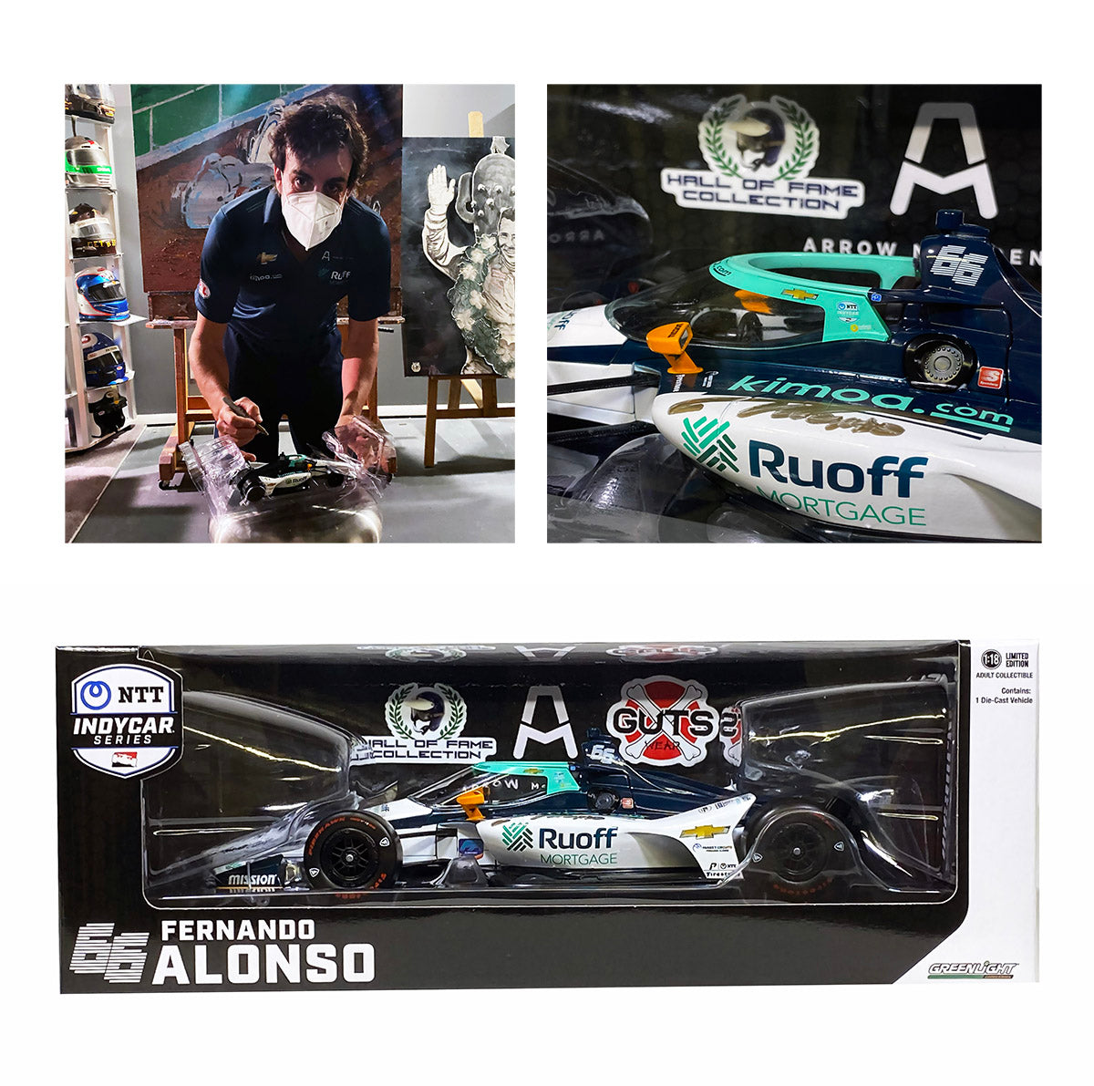 2020 Fernando Alonso Signed Limited Edition Arrow McLaren SP Indy 500 1:18 Diecast Model