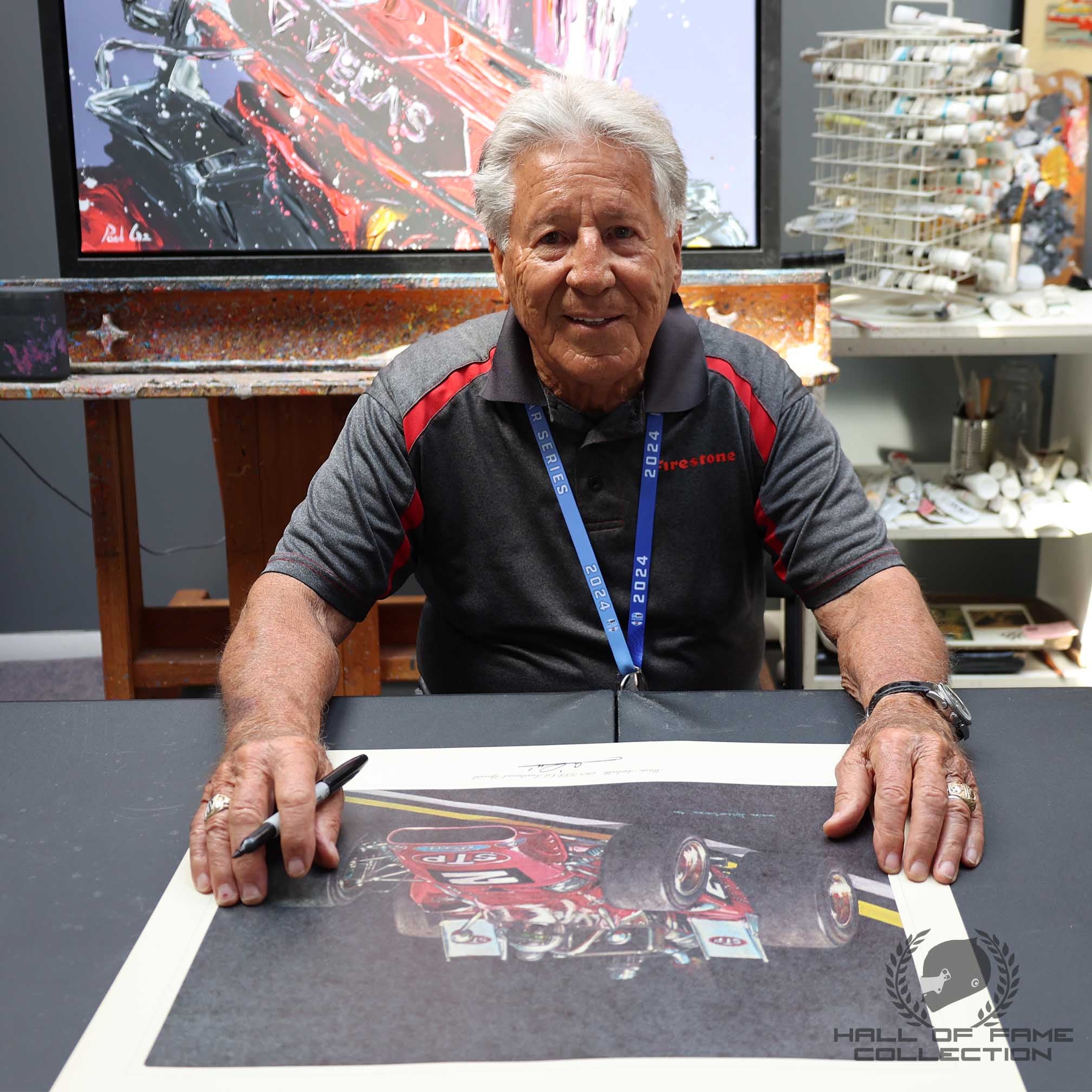 1969 Mario Andretti Signed Indy 500 Win Ron Burton 16x20" Print