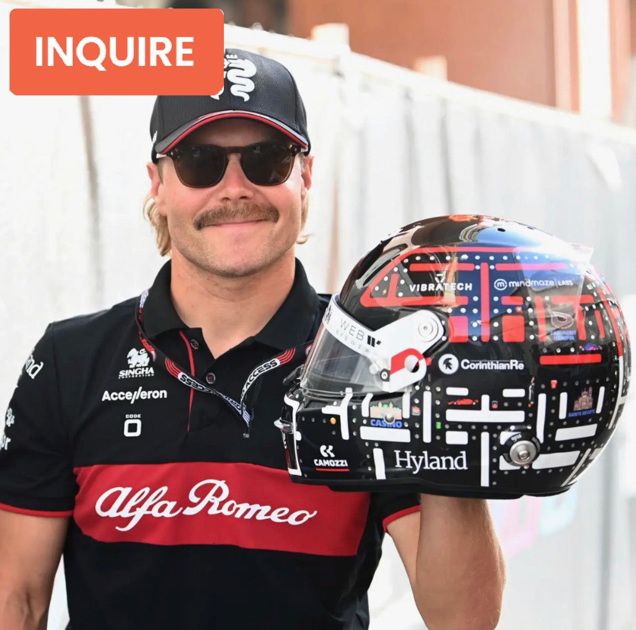 2023 Valtteri Bottas Signed 'Pac-Man' Monaco Used Alfa Romeo F1 Helmet