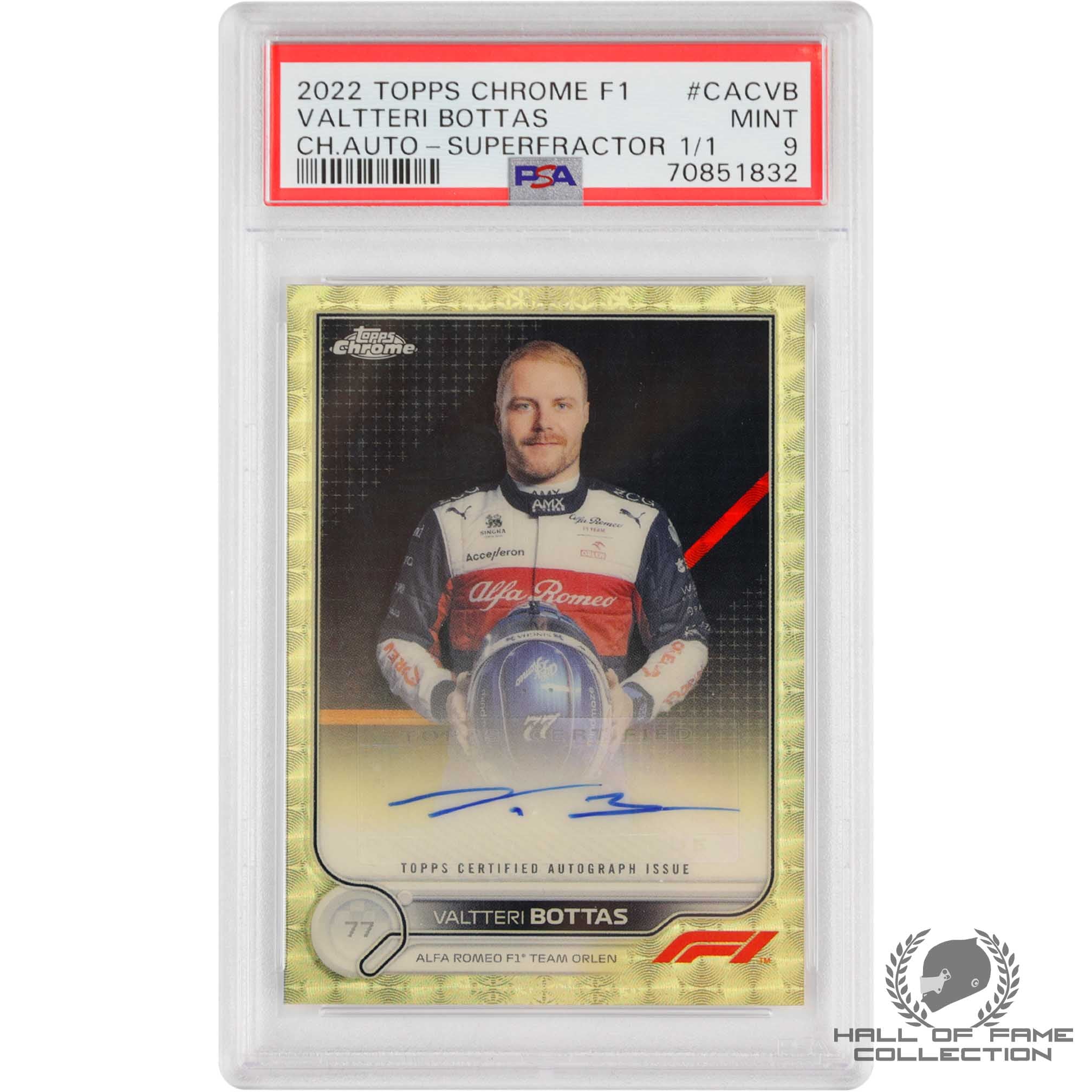 2022 Topps Chrome F1 Valtteri Bottas Superfractor Auto Mint 9