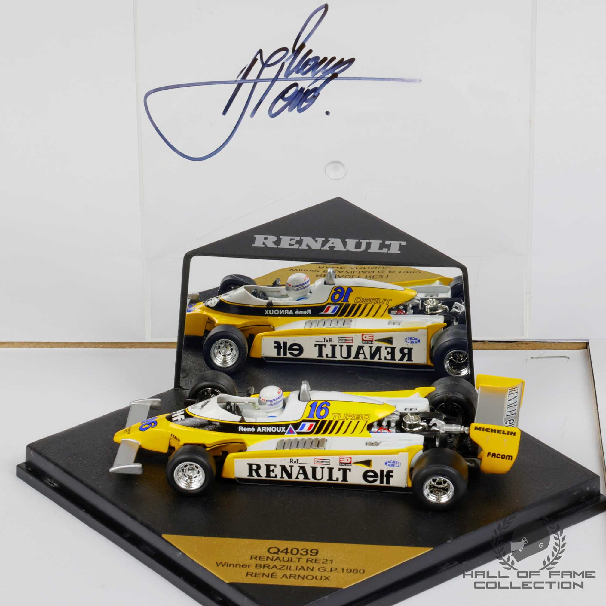 1980 Rene Arnoux Signed Brazilian GP Renault RE21 Quartzo 1:43 F1 Model
