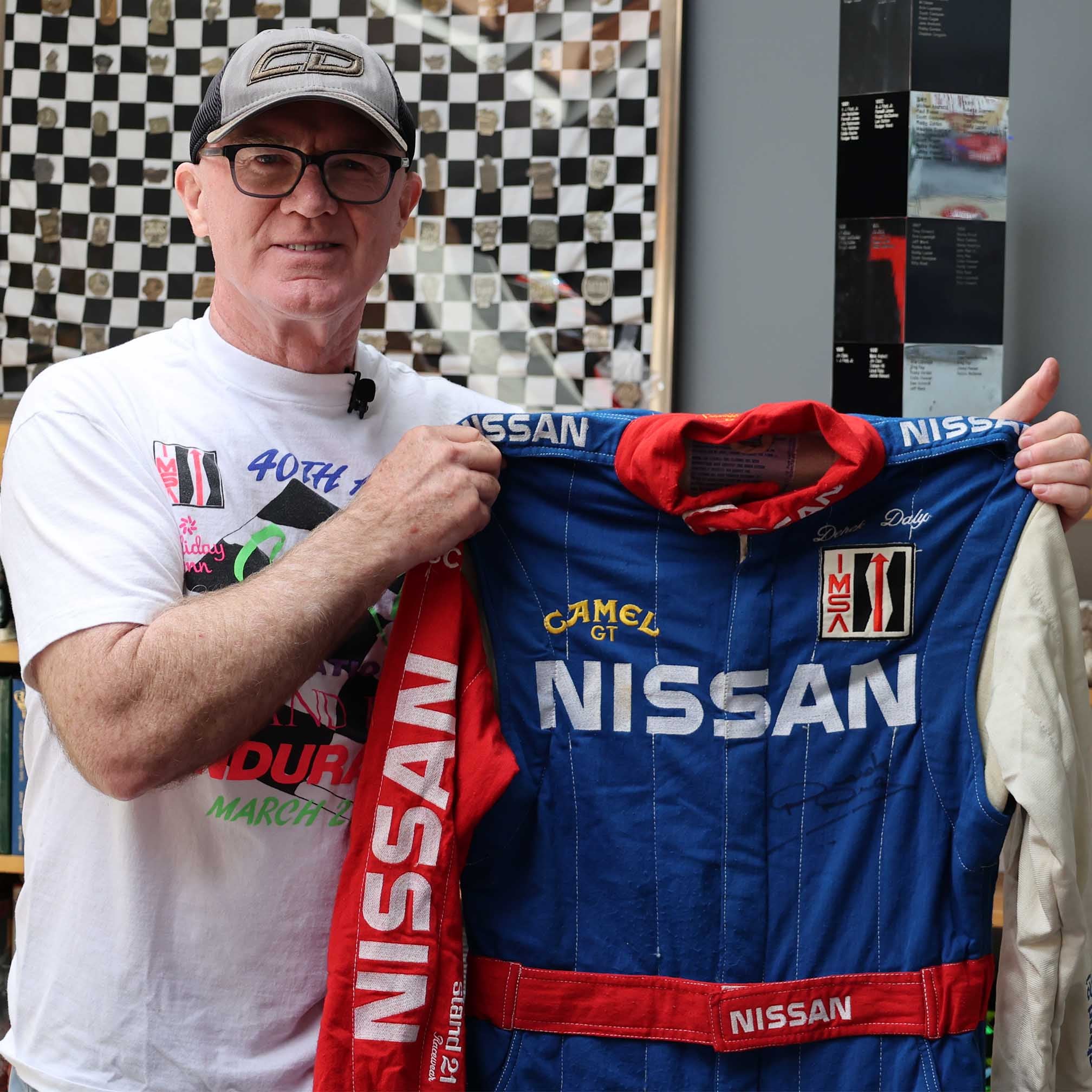 1992 Derek Daly Signed 12h of Sebring Race Used Nissan Performance Sportscar Suit