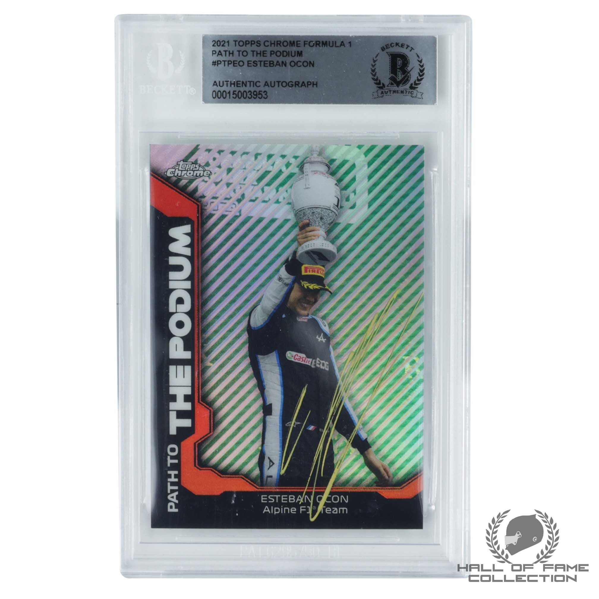 2021 Topps Chrome Formula 1 Path to the Podium #PTPEO Esteban Ocon Authentic Autograph
