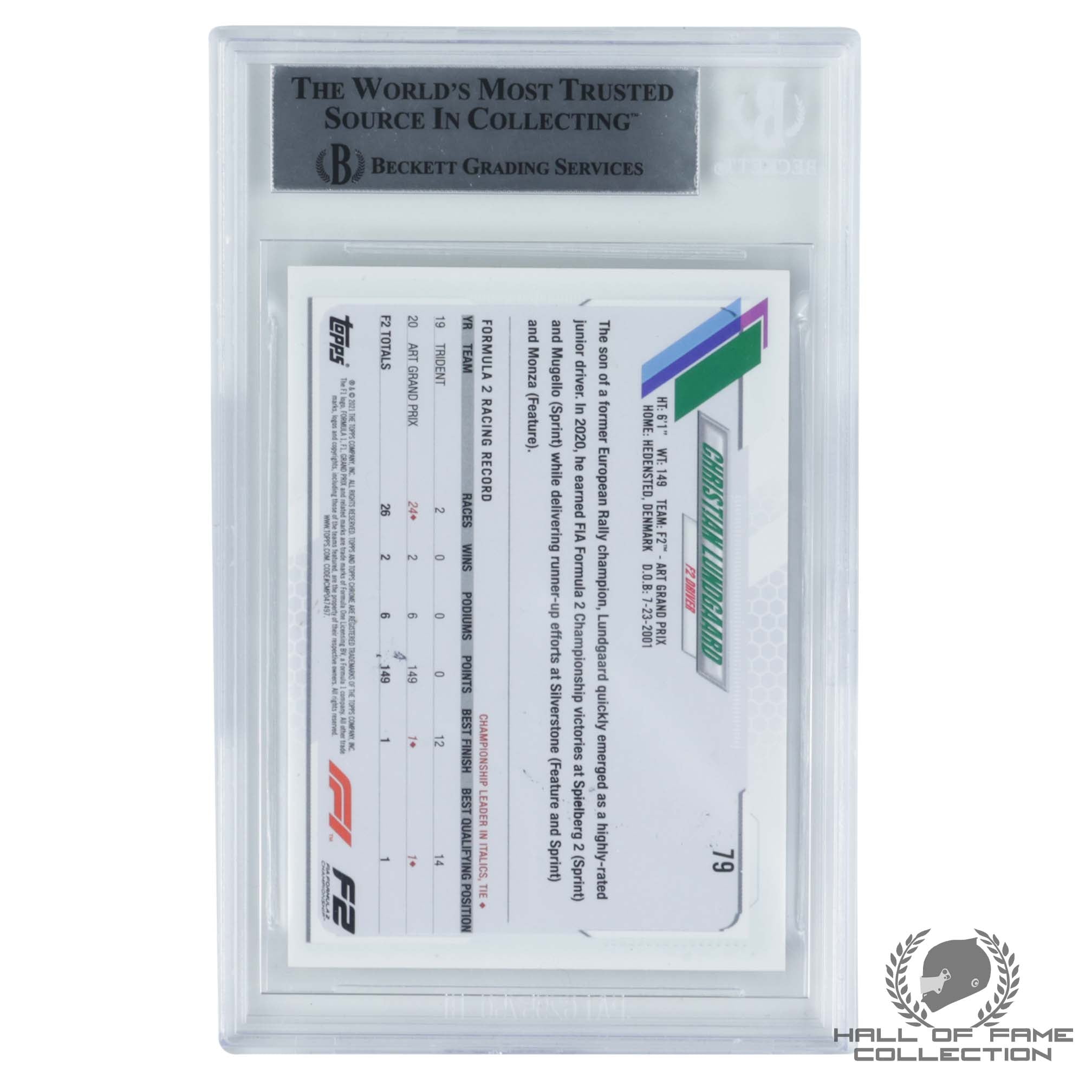 2021 Topps Chrome Formula 1 #79 Christian Lundgaard Auto