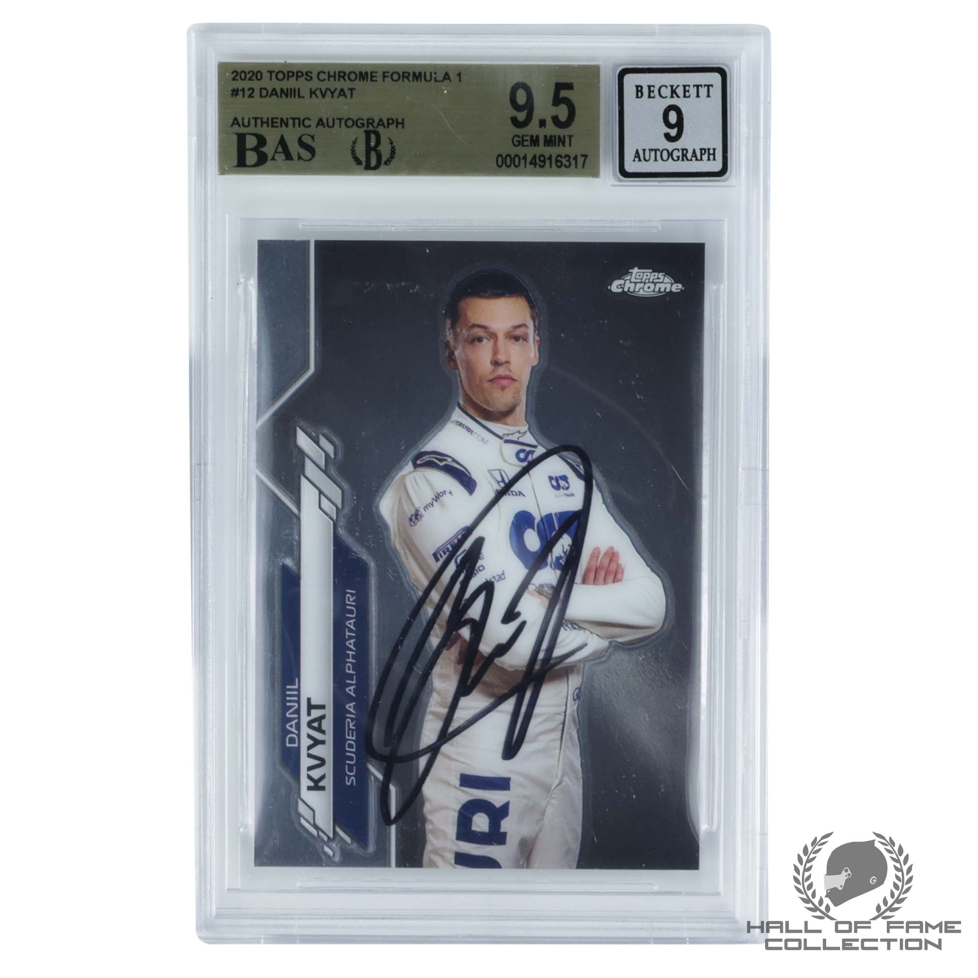 2020 Topps Chrome Formula 1 #12 Daniil Kvyat Gem Mint 9.5 Authentic Autograph 9