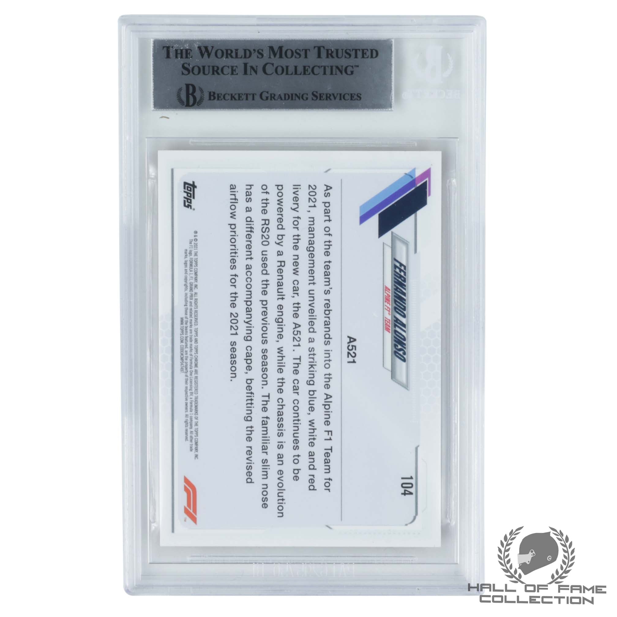 2021 Topps Chrome Formula 1 Orange Red Refractor #104 Fernando Alonso Authenitc Autograph /25