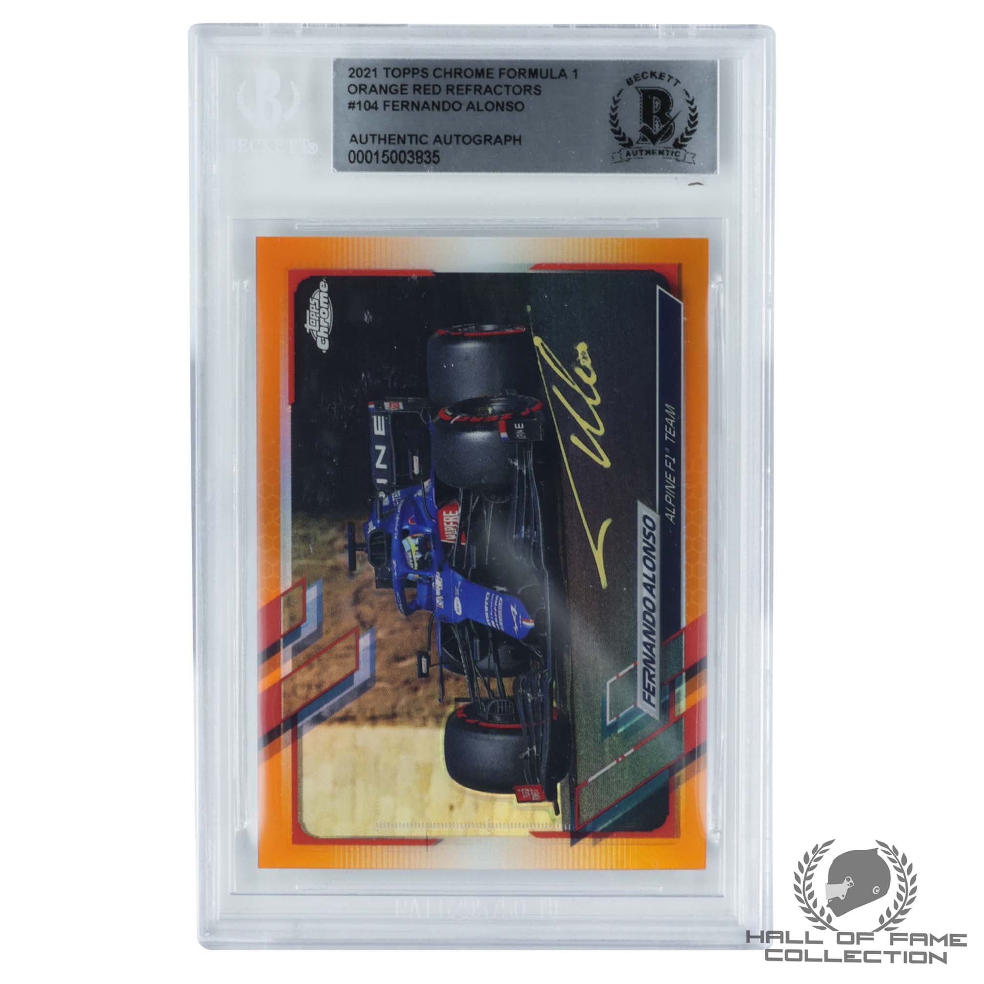 2021 Topps Chrome Formula 1 Orange Red Refractor #104 Fernando Alonso Authenitc Autograph /25