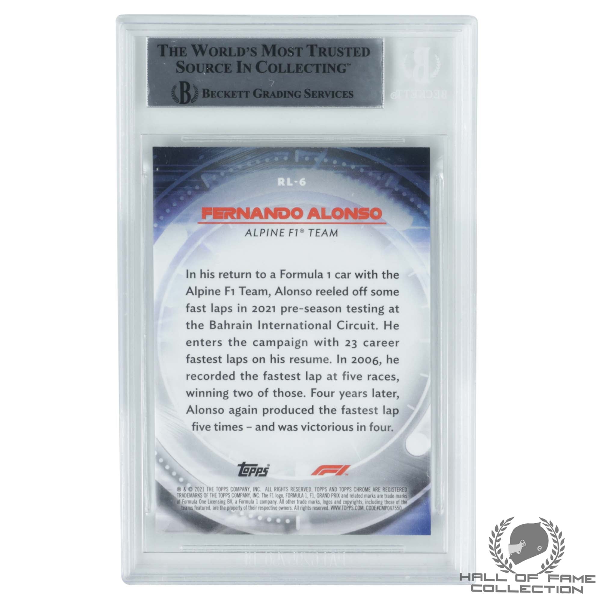 2021 Topps Chrome Formula 1 Red Liners #RL6 Fernando Alonso Authentic Autograph