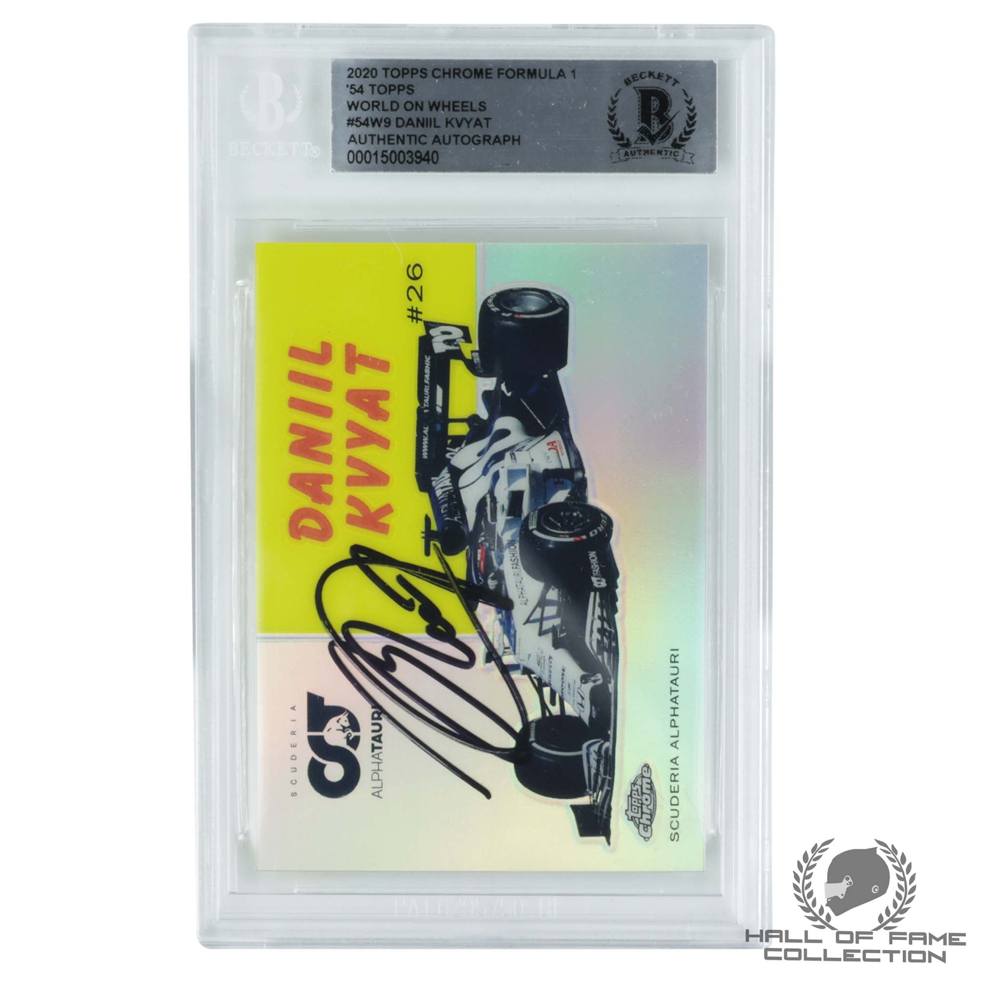 2020 Topps Chrome Formula 1 '54 Topps World on Wheels #55W9 Daniil Kvyat Authentic Autograph