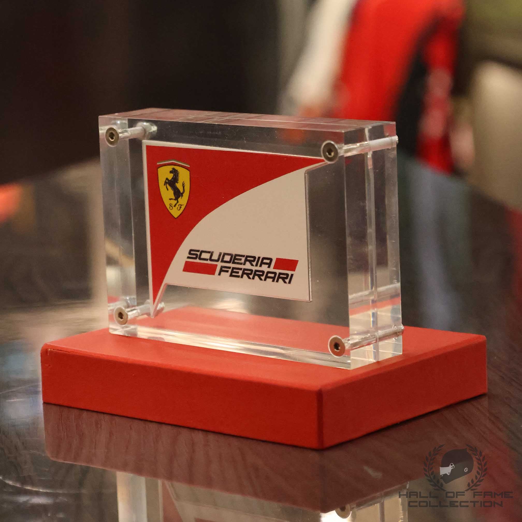 2014 Fernando Alonso / Felipe Massa Original Race Used Scuderia Ferrari F1 Badge Presentation