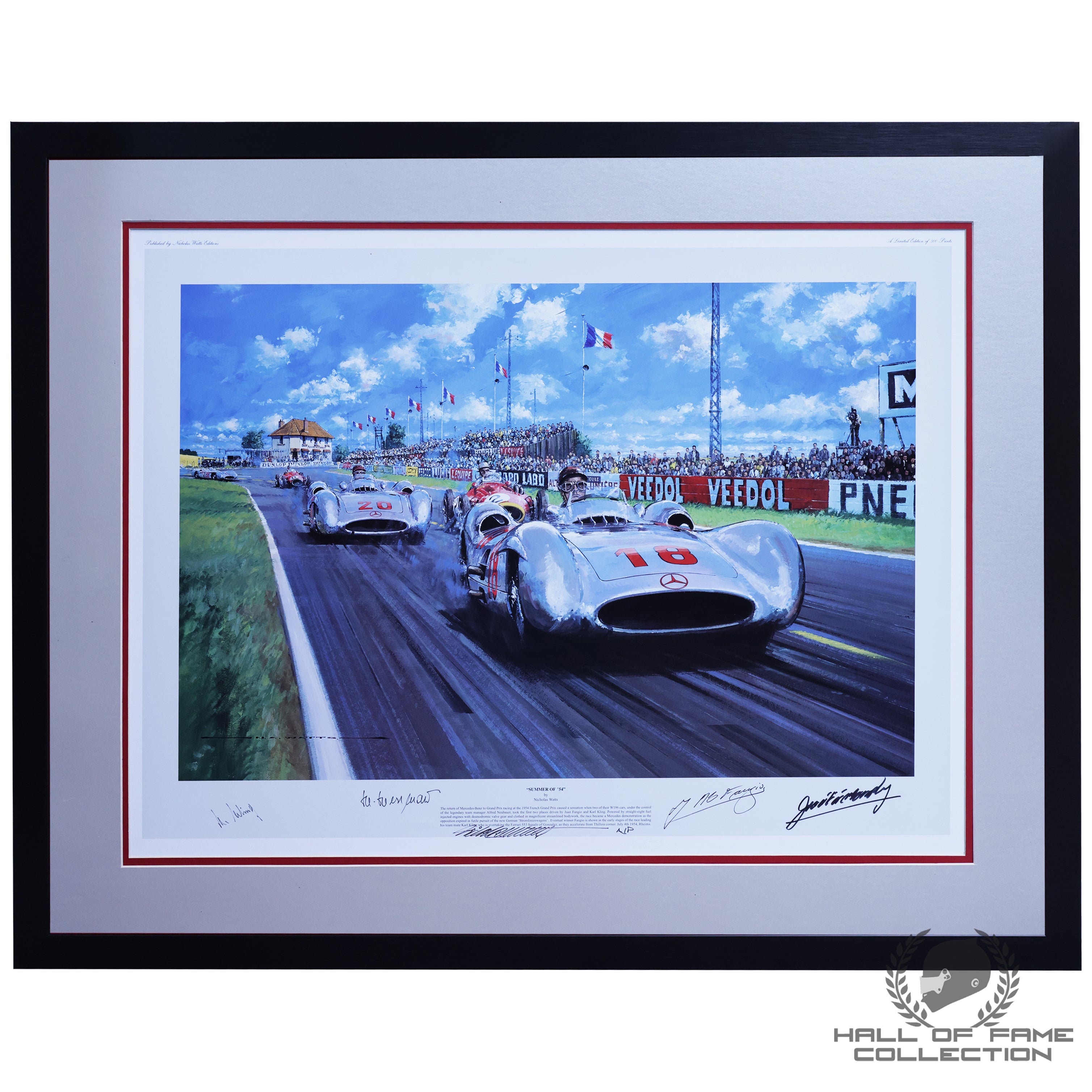 Summer of 54 Framed F1 Print Signed by Fangio, Kling, Herman and Gonzalez