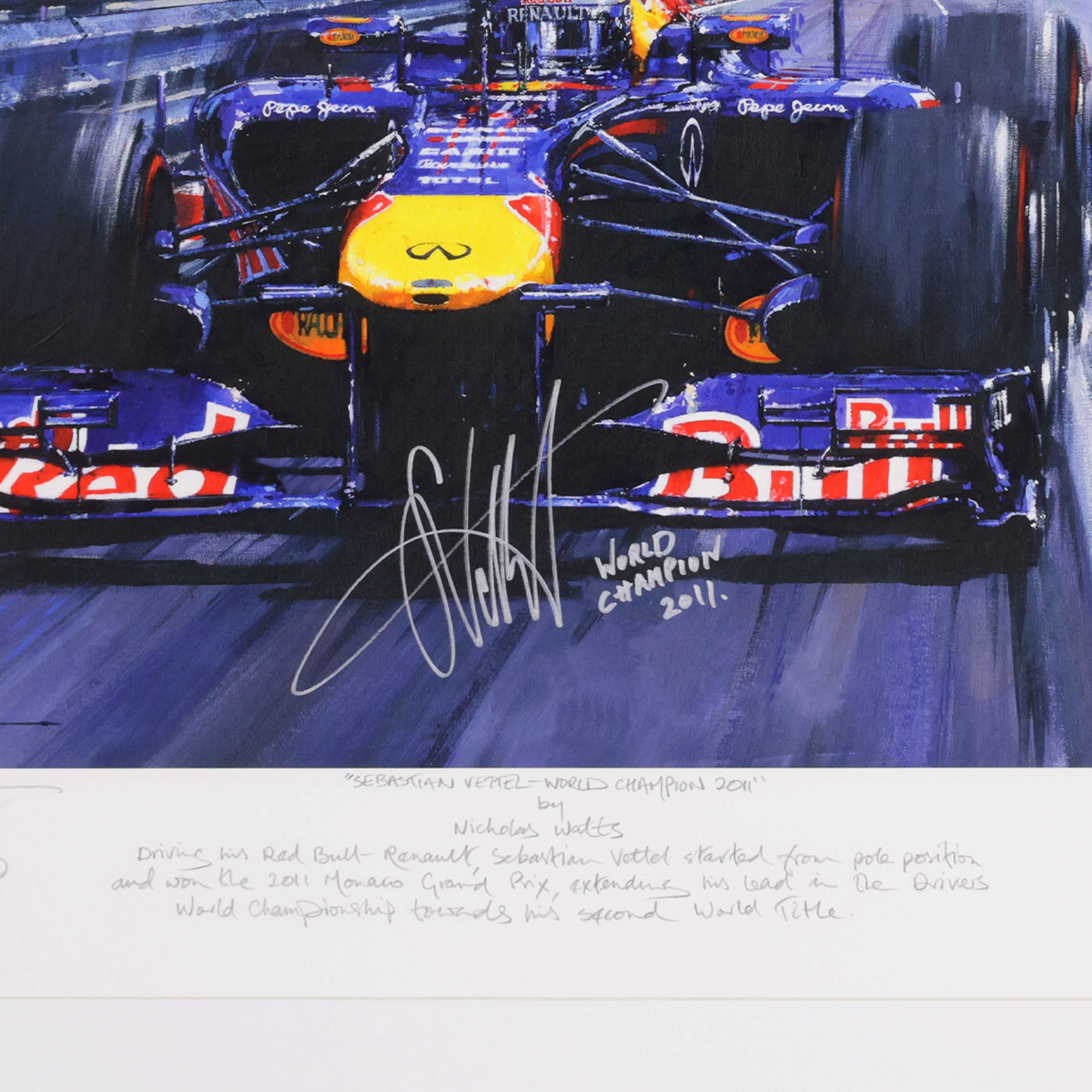 2011 Sebastian Vettel Signed 'World Champion 2011' Framed F1 Print