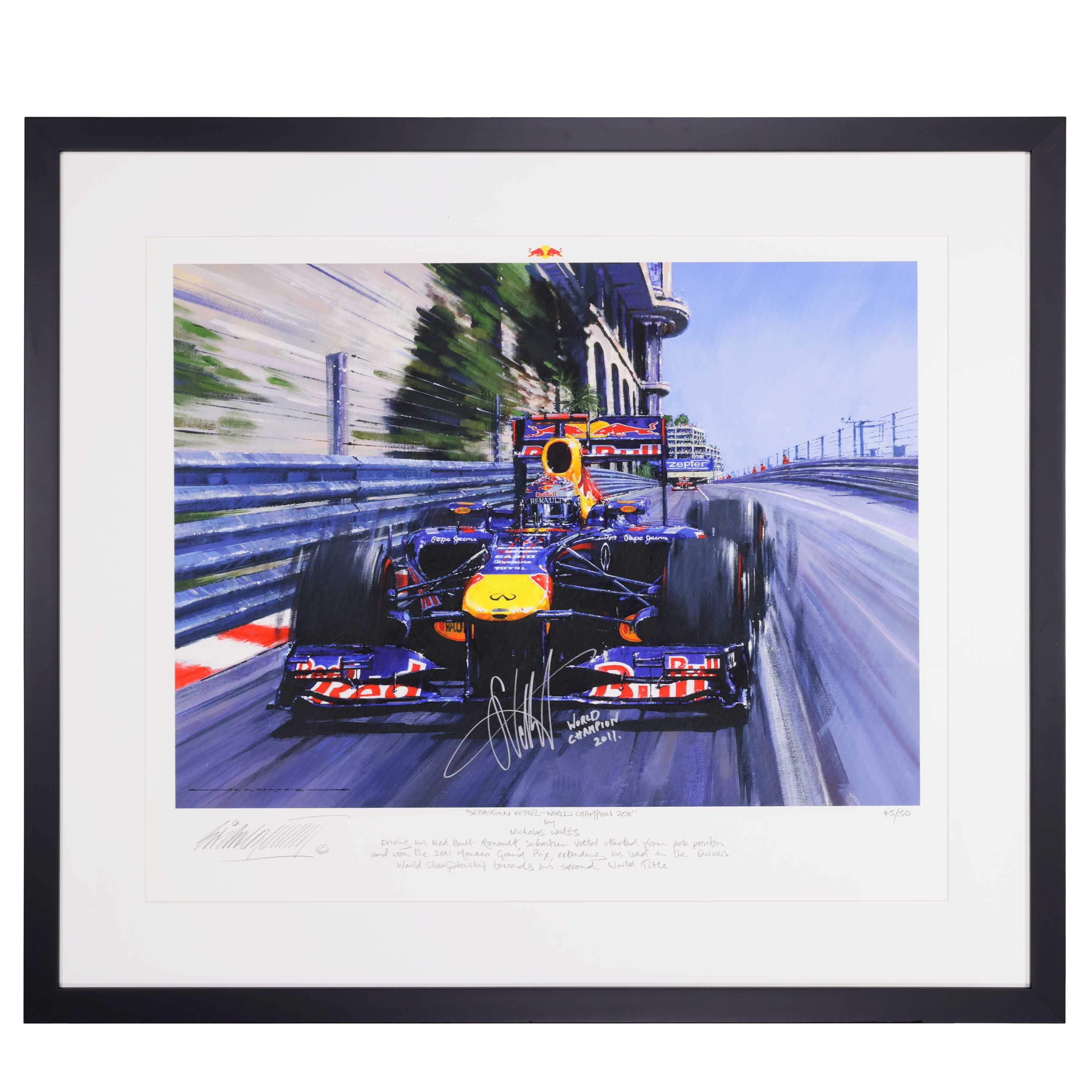 2011 Sebastian Vettel Signed 'World Champion 2011' Framed F1 Print