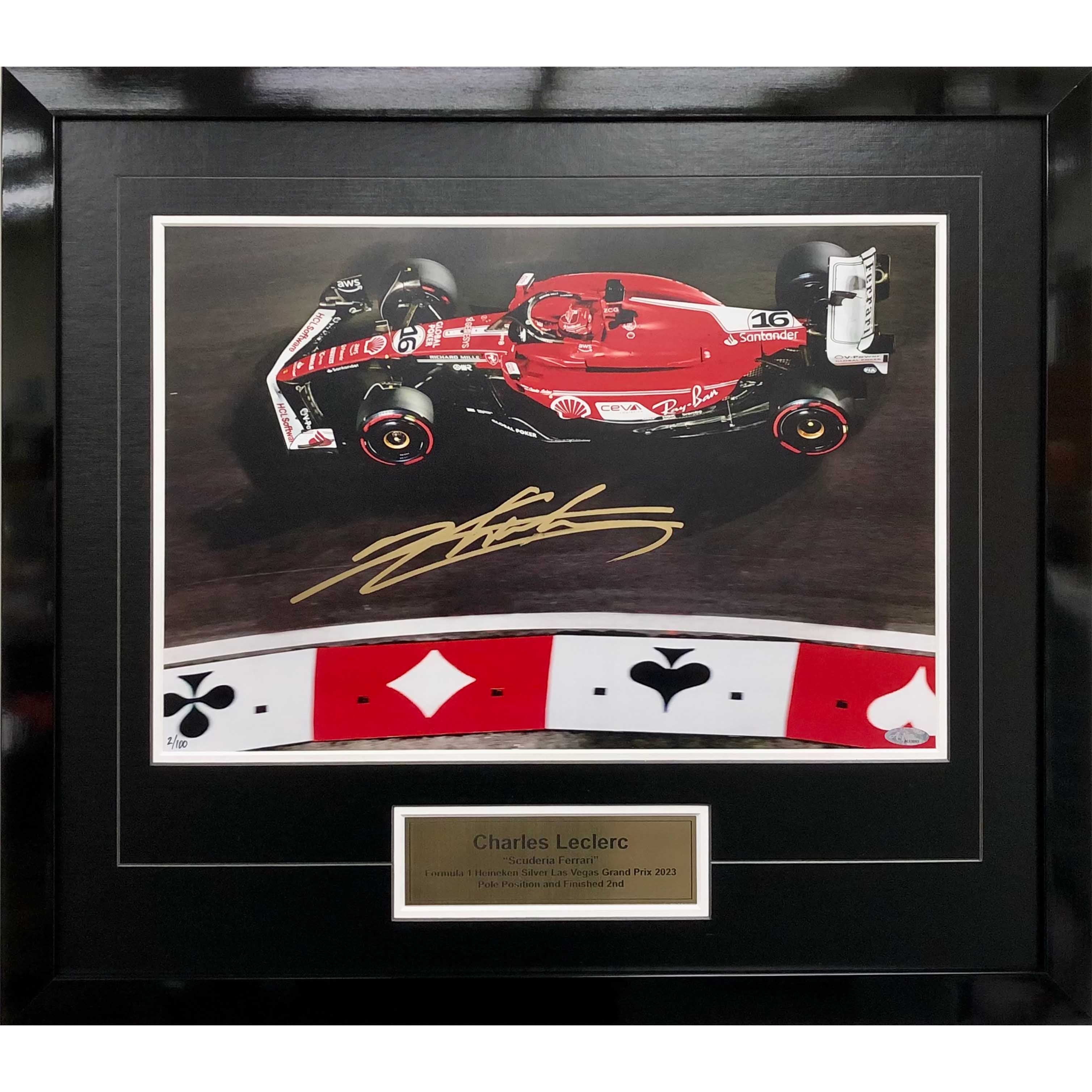2023 Charles Leclerc Signed Las Vegas Grand Prix F1 Framed Photo