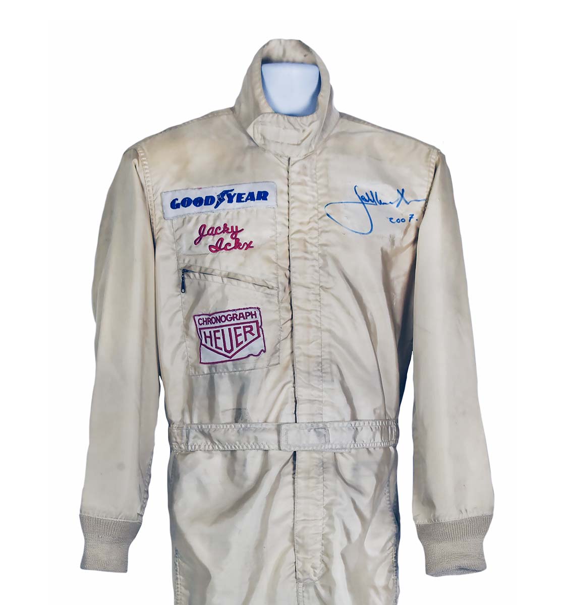 1974-76 Jacky Ickx Signed Race Used JPS Lotus/Williams/Wolf F1 Suit