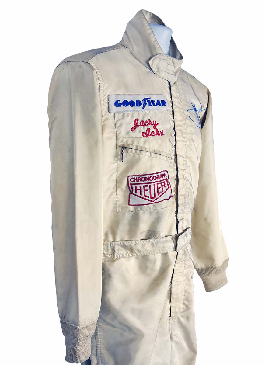 1974-76 Jacky Ickx Signed Race Used JPS Lotus/Williams/Wolf F1 Suit
