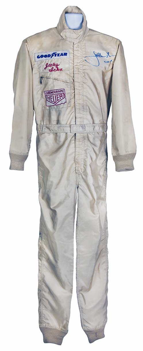 1974-76 Jacky Ickx Signed Race Used JPS Lotus/Williams/Wolf F1 Suit
